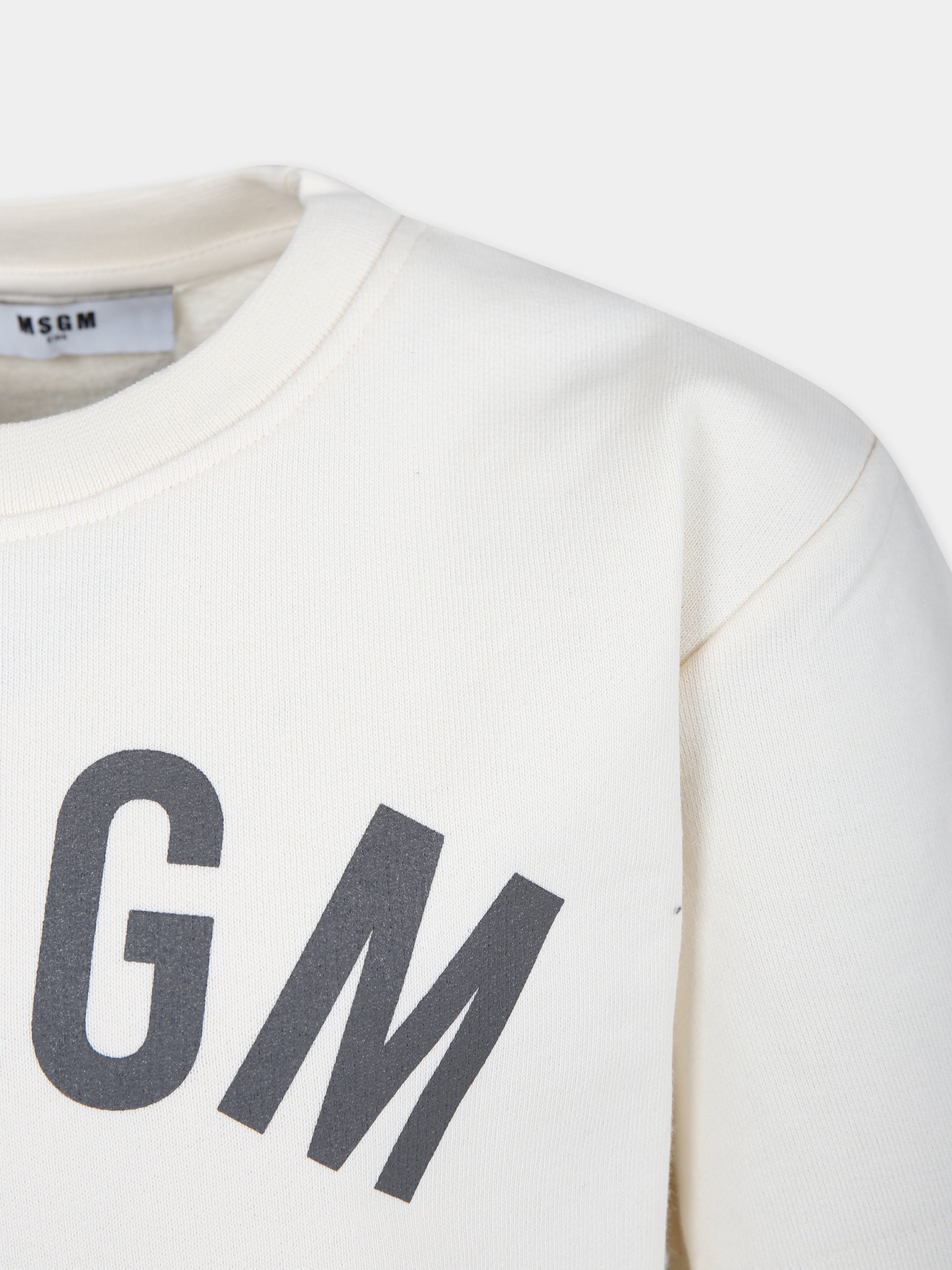 Felpa avorio per bambino con logo,Msgm Kids,S4MSJBSW263 013