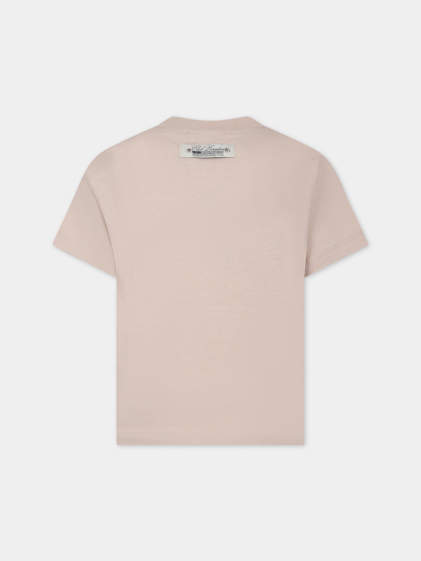 T-shirt beige per bambino con logo,Msgm Kids,S4MSJBTH265 015