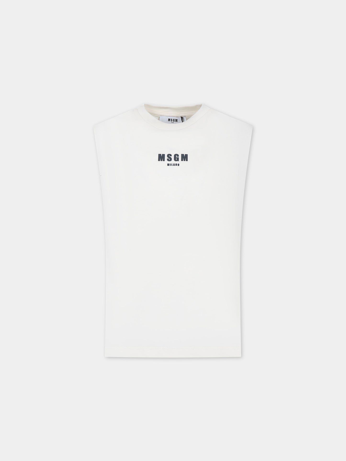 Canotta avorio per bambino con logo e scritta,Msgm Kids,S4MSJBTH266 013