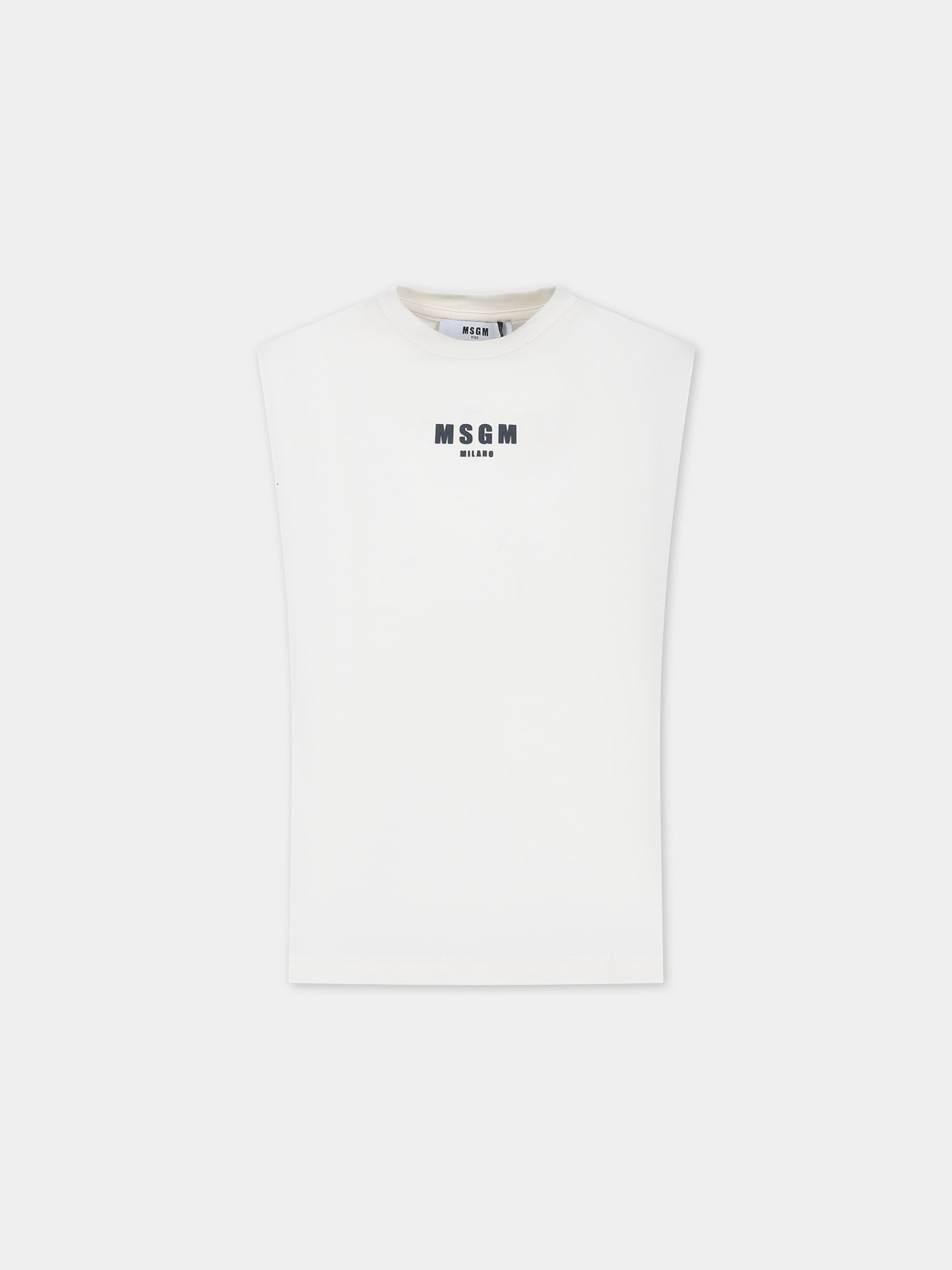 Canotta avorio per bambino con logo e scritta,Msgm Kids,S4MSJBTH266 013