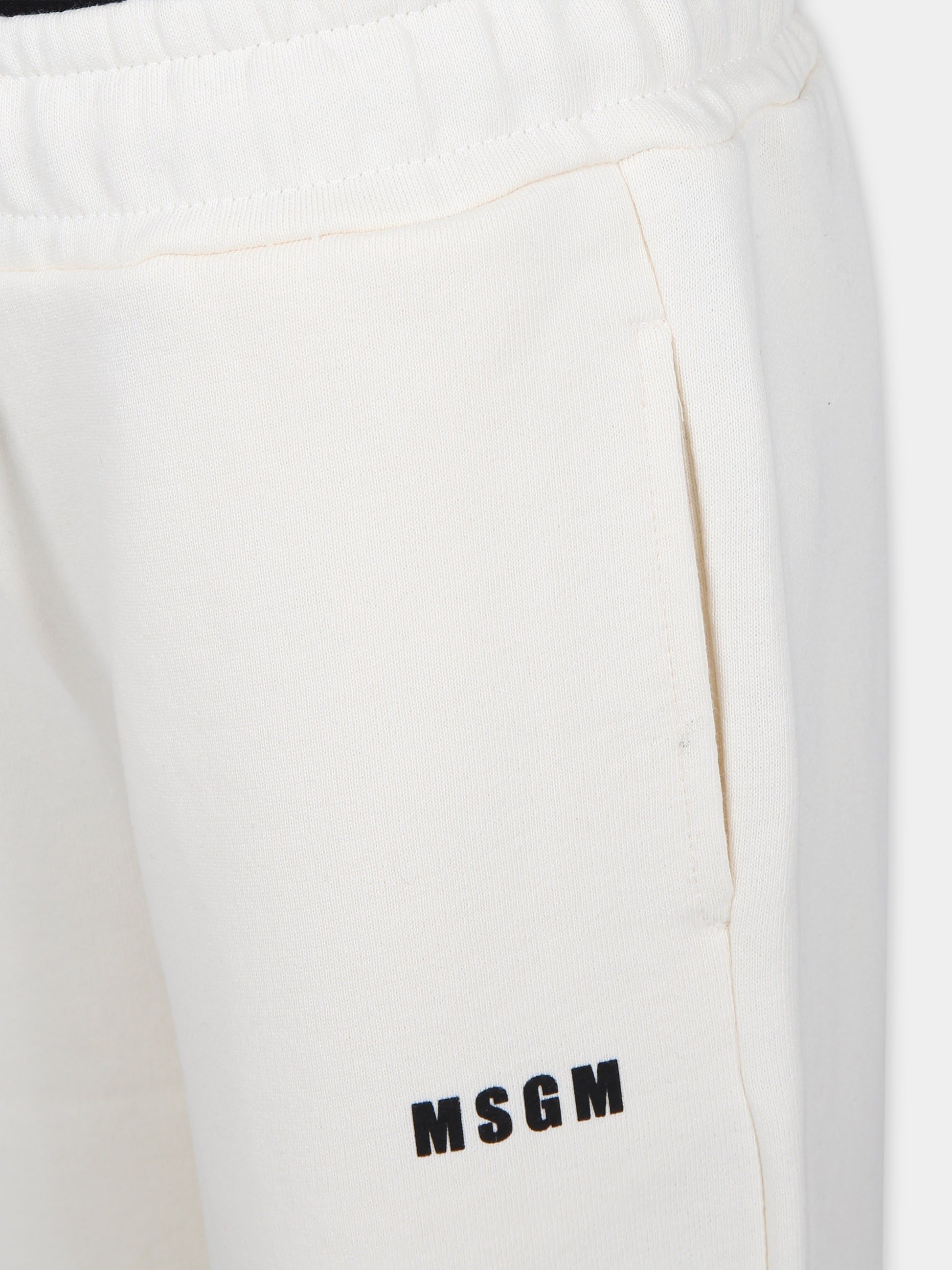 Pantaloni avorio per bambini con logo,Msgm Kids,S4MSJGFP028 013
