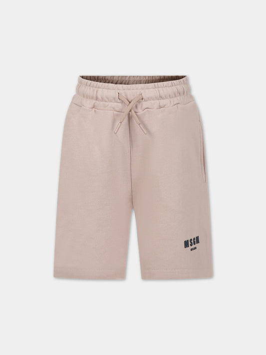 Shorts beige per bambino con logo,Msgm Kids,S4MSJBBE268 015