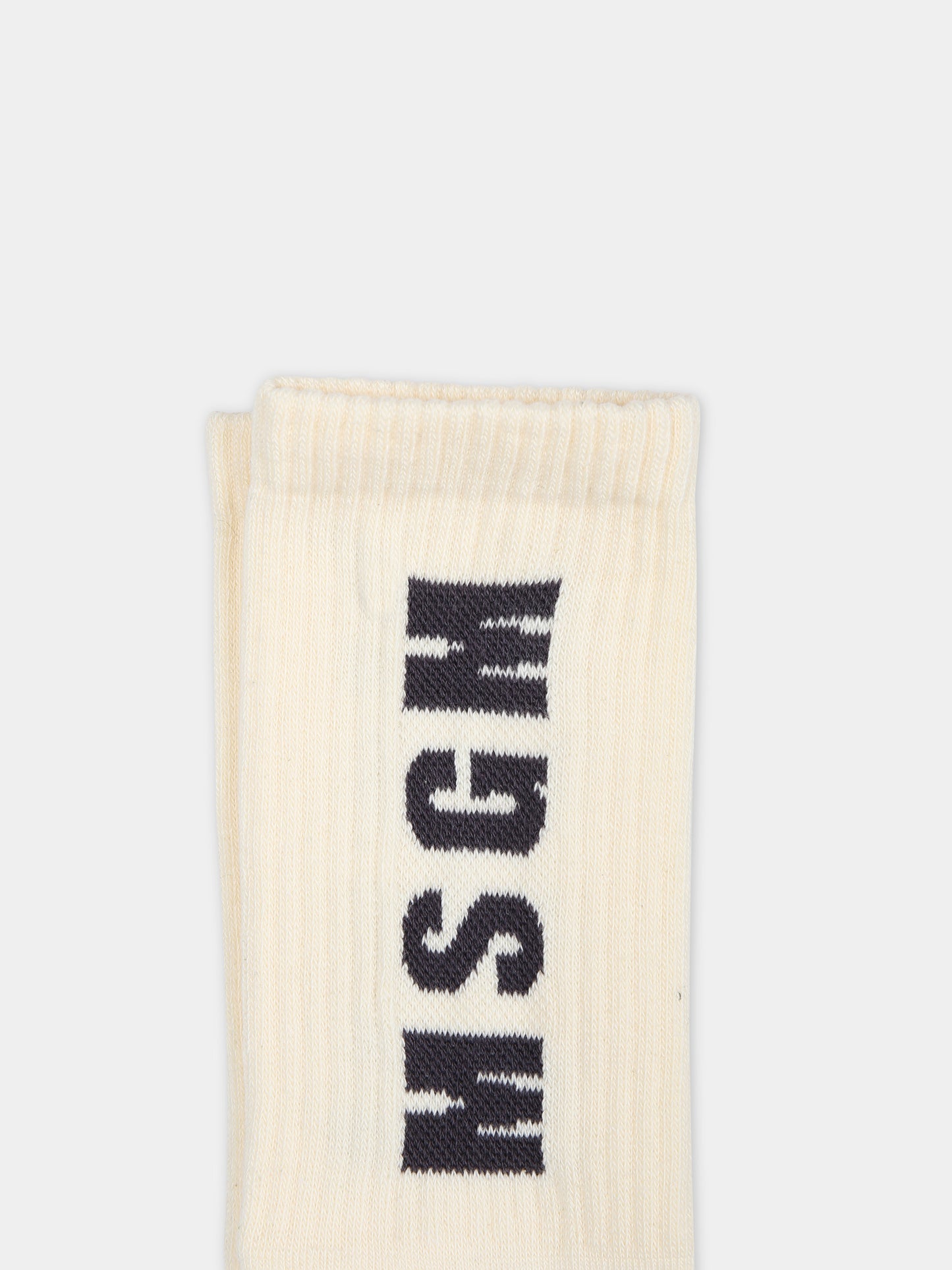 Calze avorio per bambino con logo,Msgm Kids,S4MSJBSO269 013