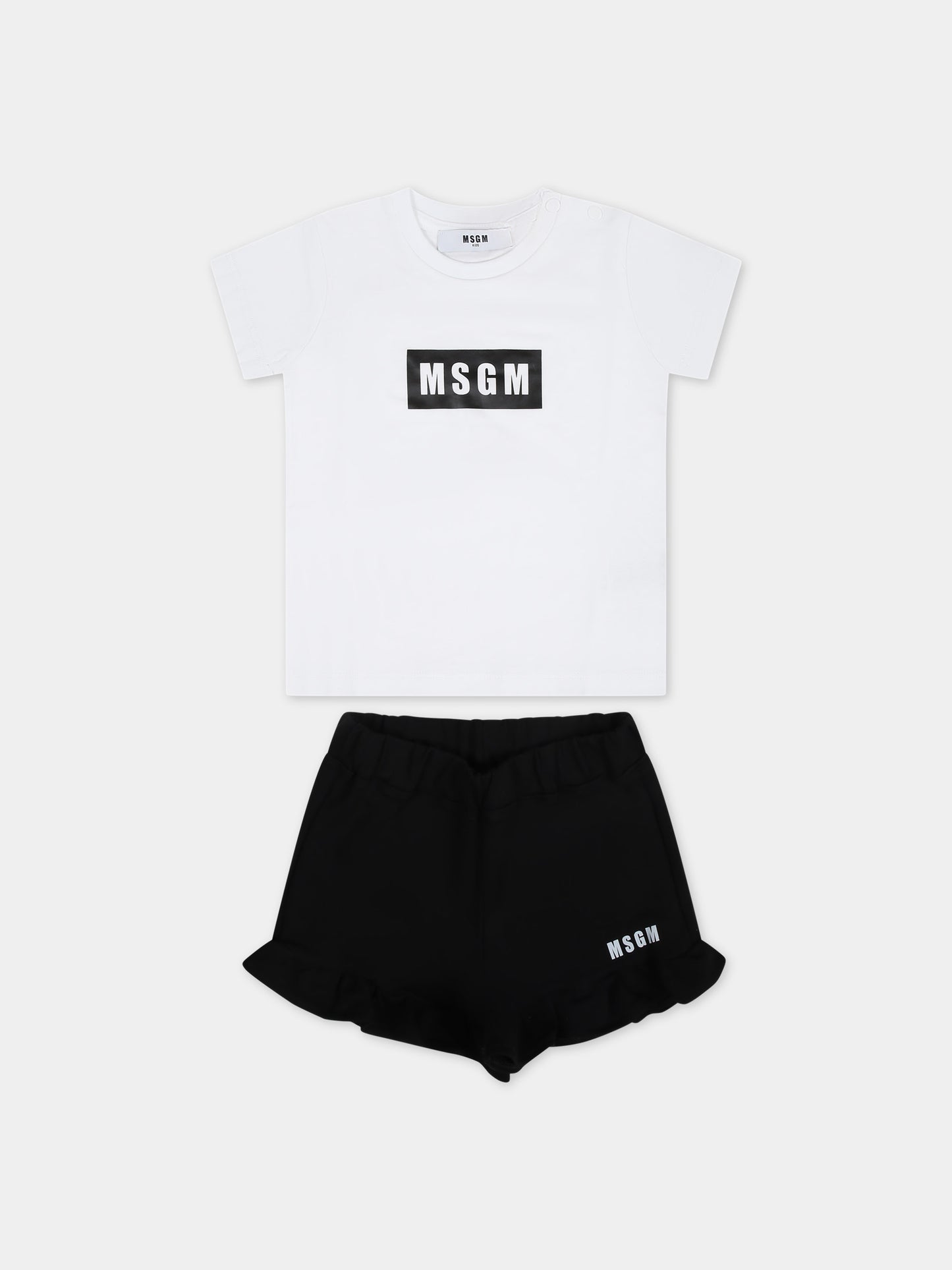 Completo nero per neonata con logo,Msgm Kids,S4MSNGTR321 001/01