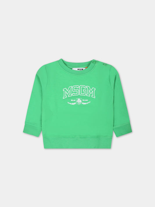 Felpa verde per neonato con logo,Msgm Kids,S4MSNBSW307 080