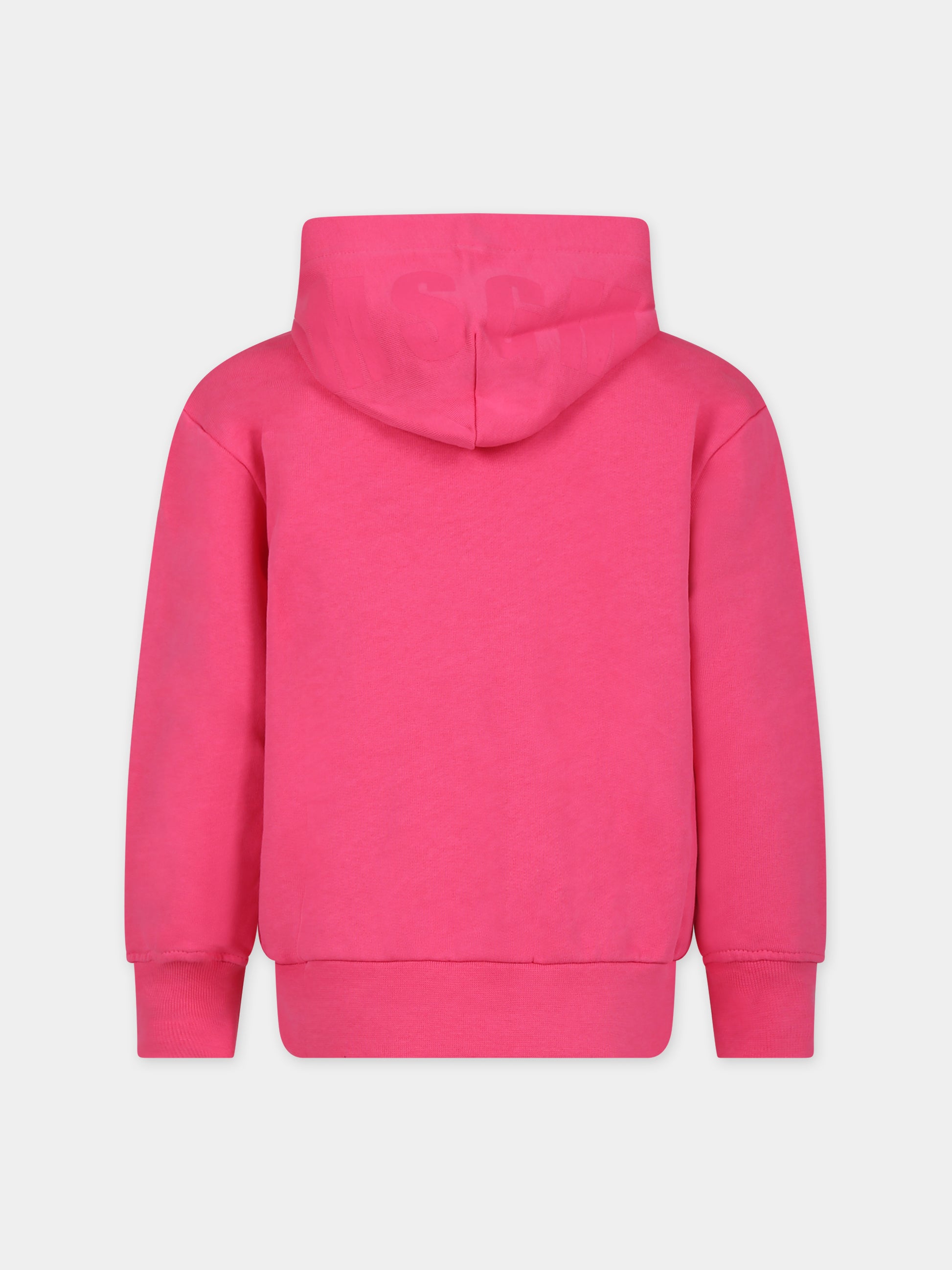 Felpa fucsia per bambina con logo,Msgm Kids,S4MSJUZH015 044