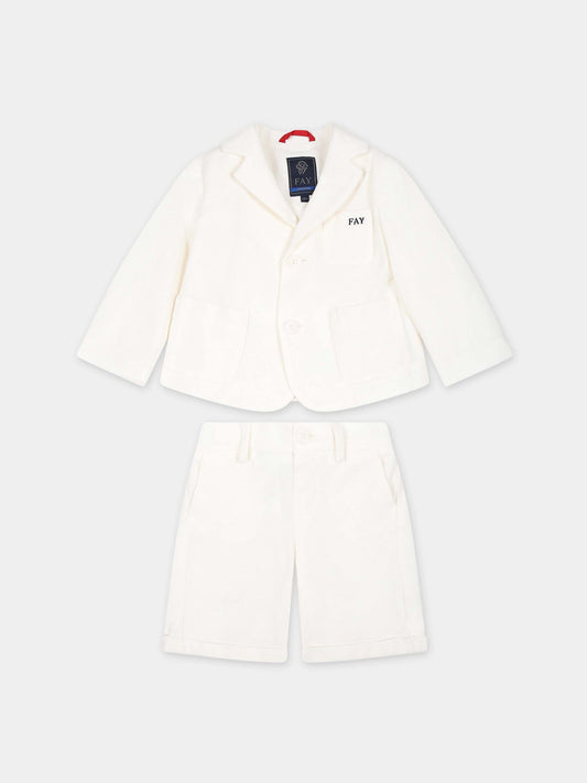 Completo avorio per neonato con logo,Fay Kids,FU3510 J0376 101BC