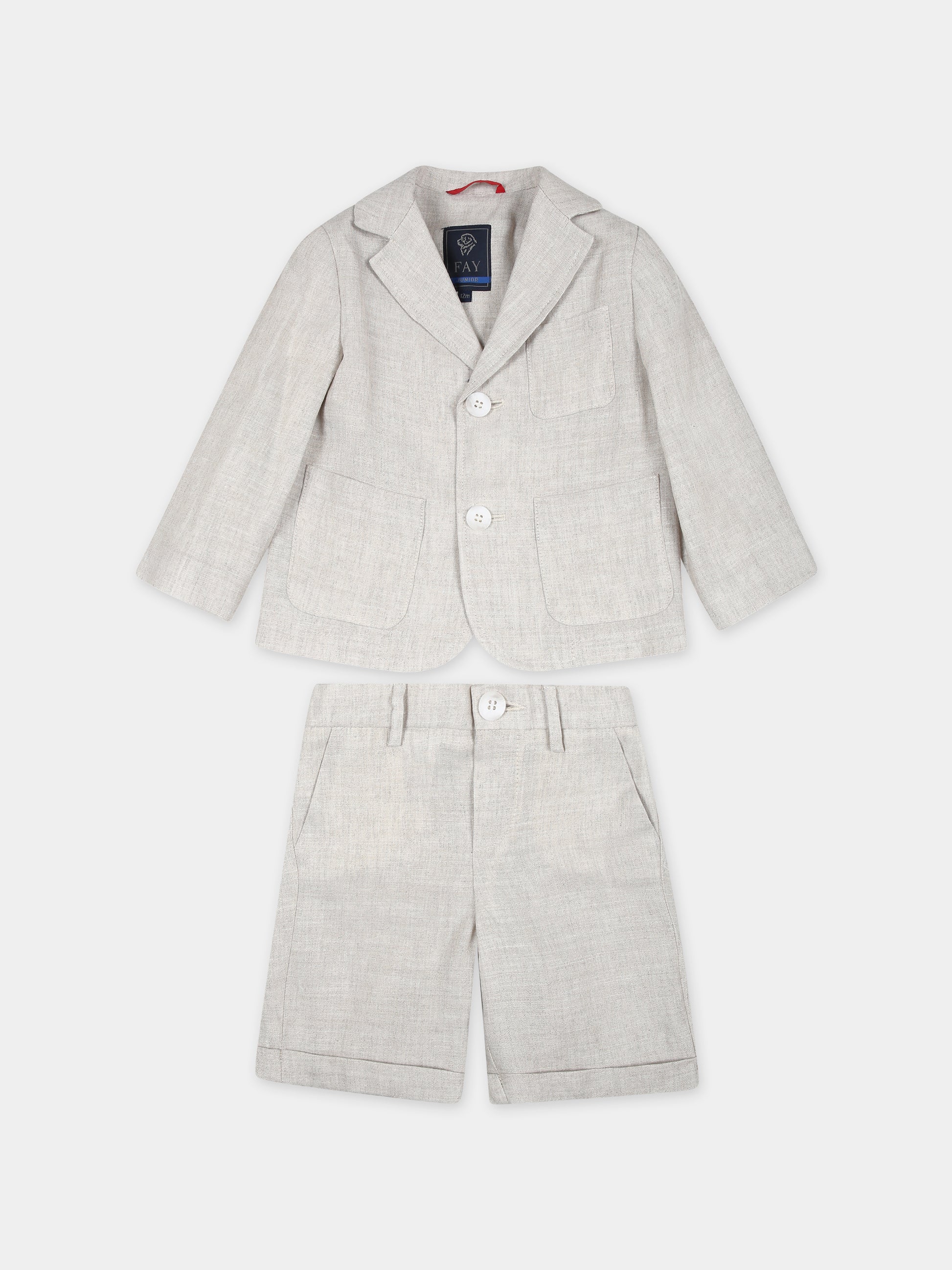 Completo beige per neonato con logo,Fay Kids,FU3520 I0215 166