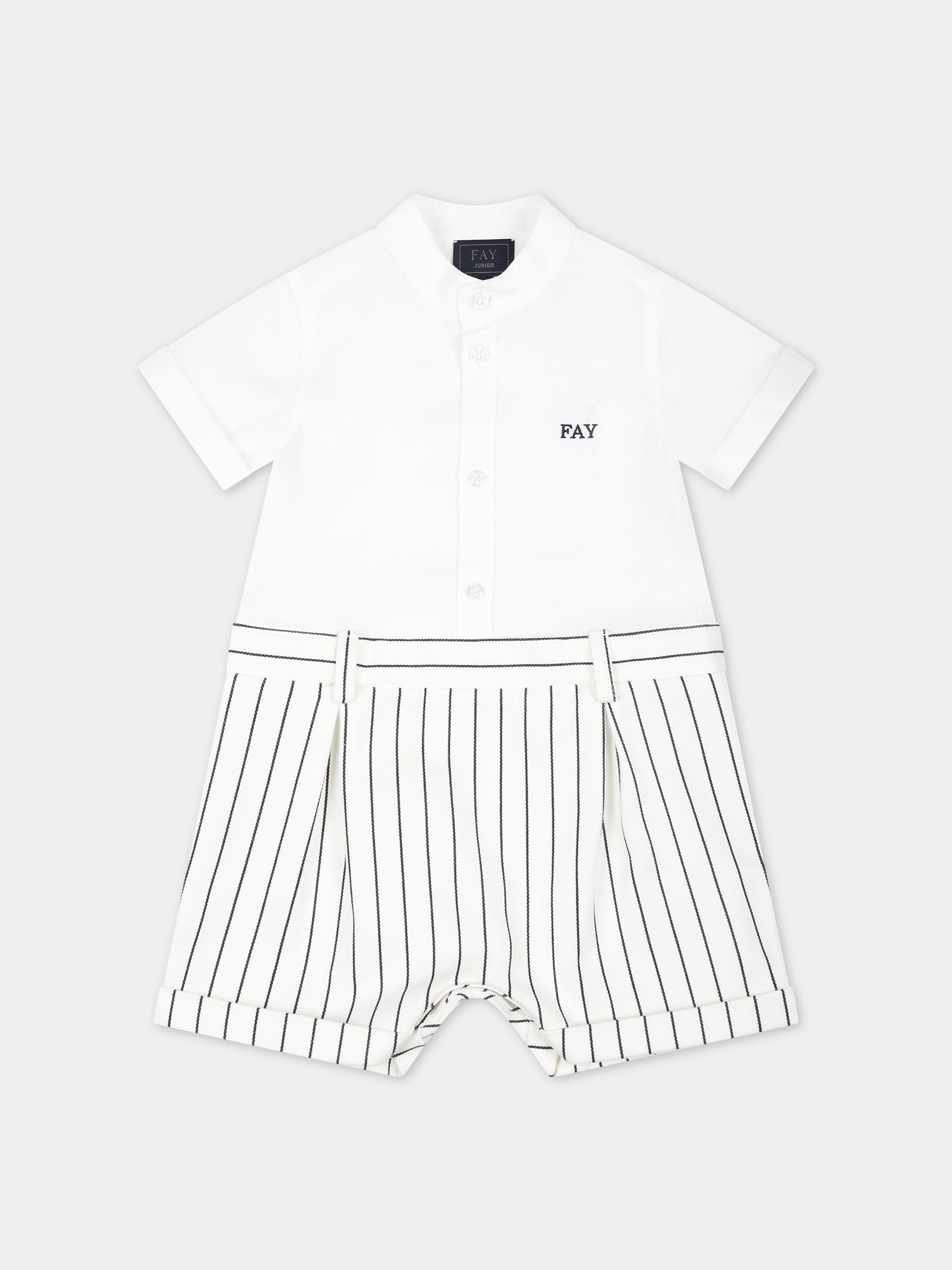 Pagliaccetto bianco per neonato con logo,Fay Kids,FUA501 P0013 100BL