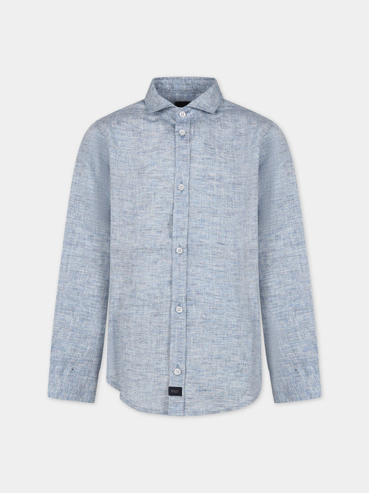 Camicia celeste per bambino con logo,Fay Kids,FU5P40 I0208 653