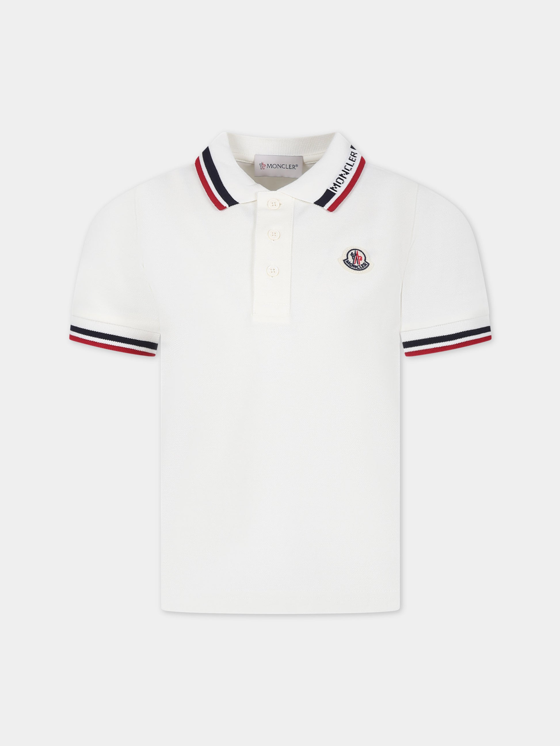 Polo bianca per bambino con logo,Moncler Kids,954 8A00012 8496W 034