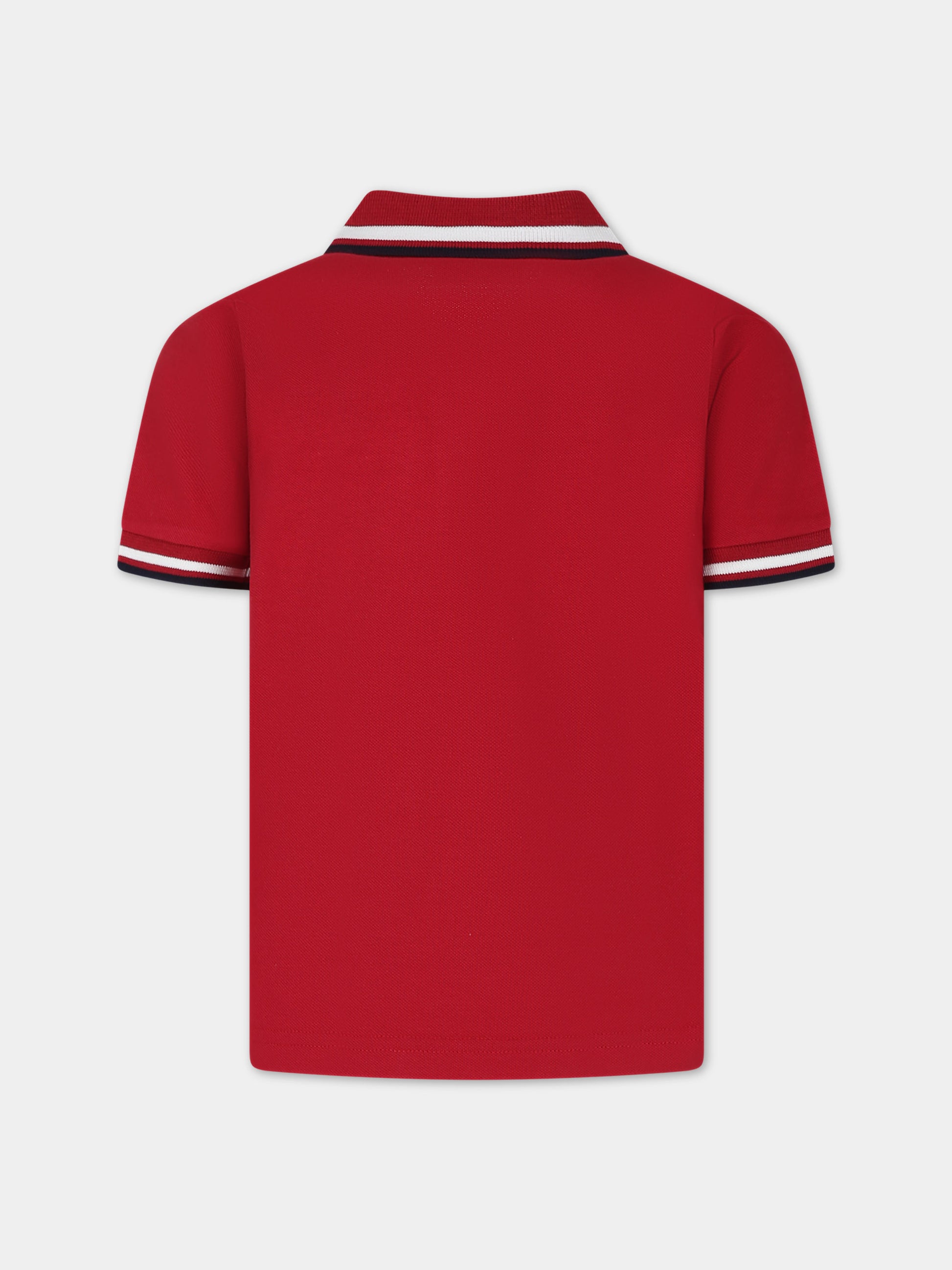 Polo rossa per bambino con logo,Moncler Kids,954 8A00012 8496W 456