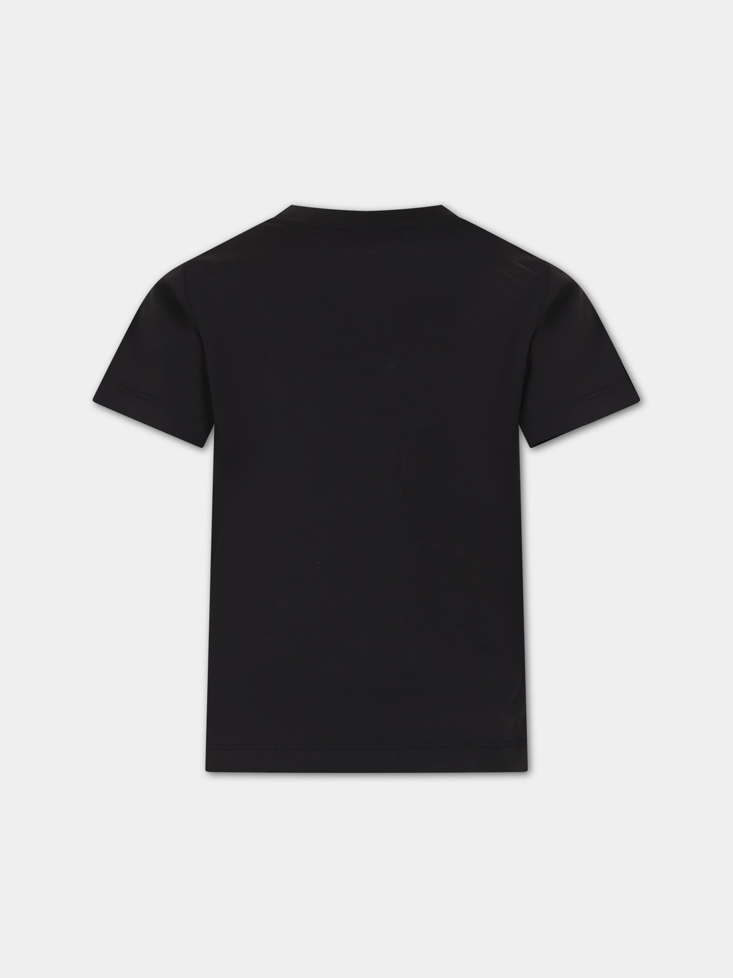 T-shirt nera per bambino con logo,Moncler Kids,954 8C00013 89AFV 999