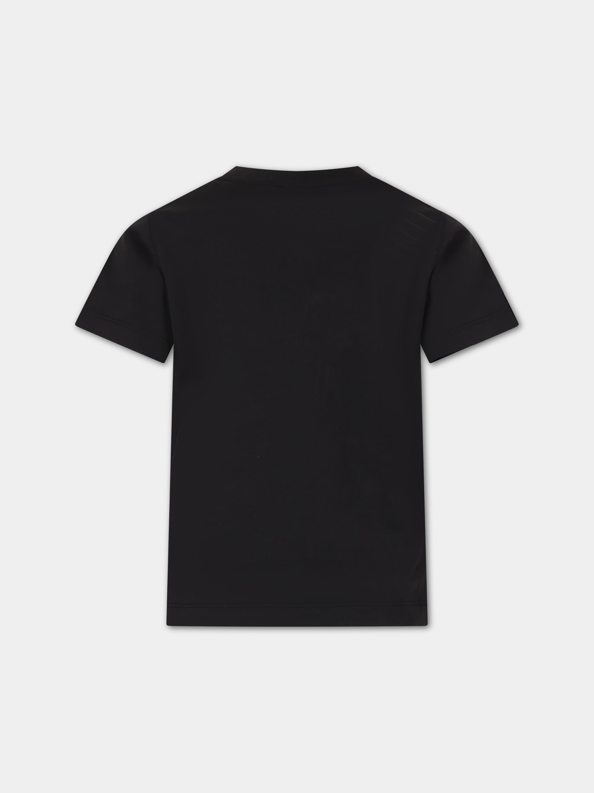 T-shirt nera per bambino con logo,Moncler Kids,954 8C00013 89AFV 999