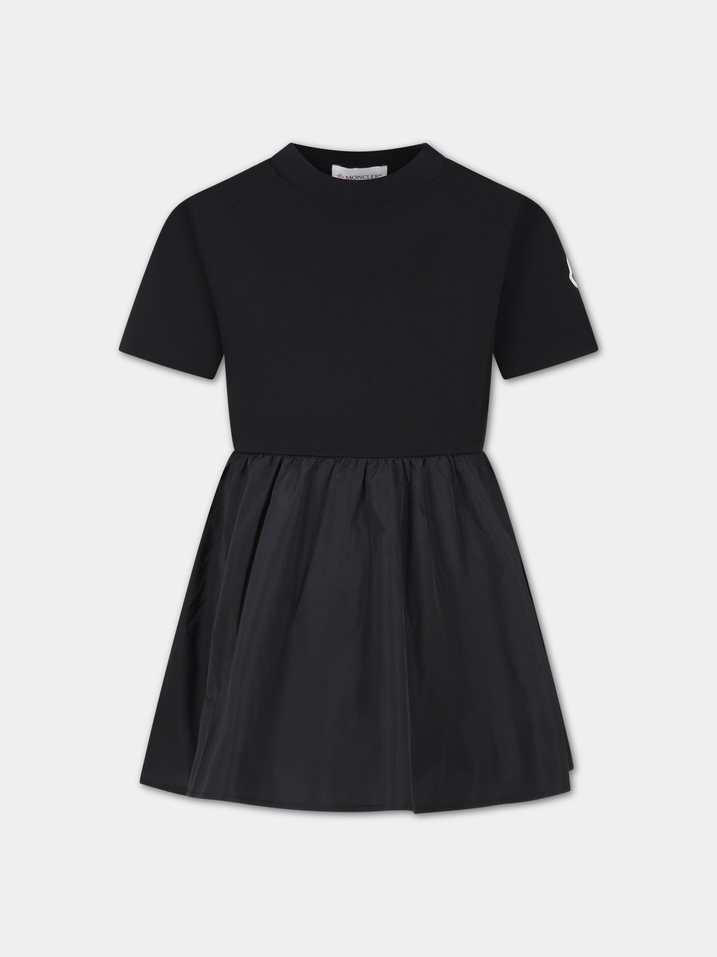 Vestito nero per bambina con logo,Moncler Kids,954 8I00012 809AG 999