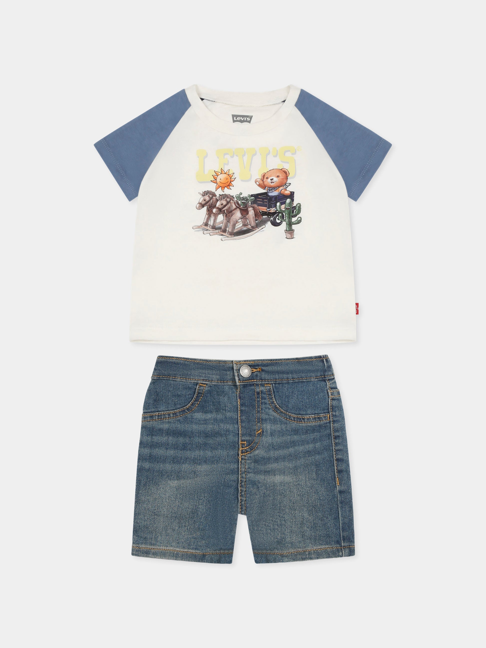 Completo multicolor per neonato con orsetto e logo,Levi's Kids,24SMLK6EK234 X38