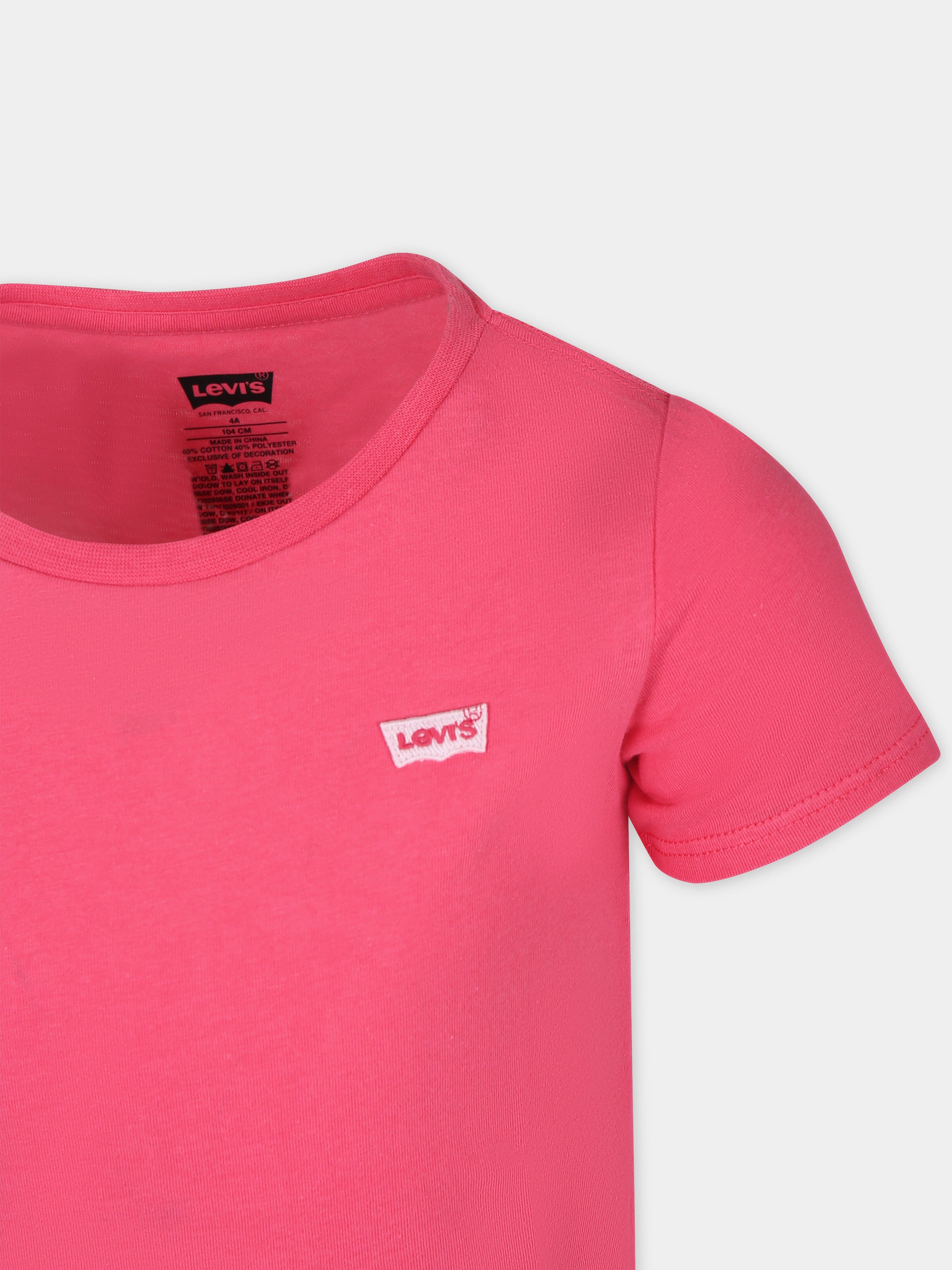 T-shirt fucsia per bambina con logo,Levi's Kids,24SMLK3EK826 AGW