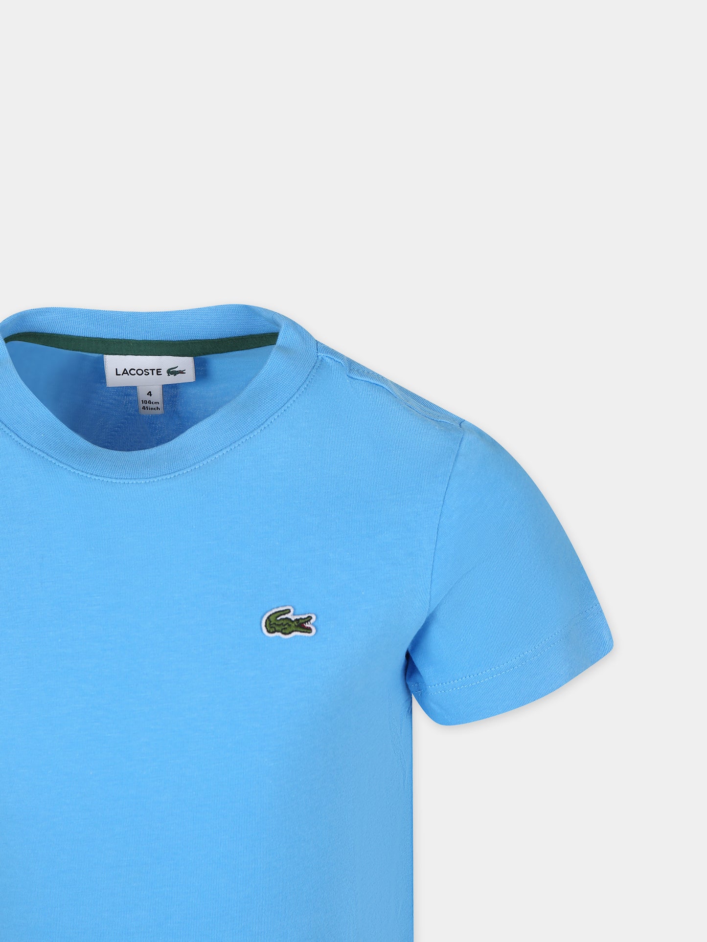 T-shirt azzurra per bambino con coccodrillo,Lacoste,TJ1122 IY3