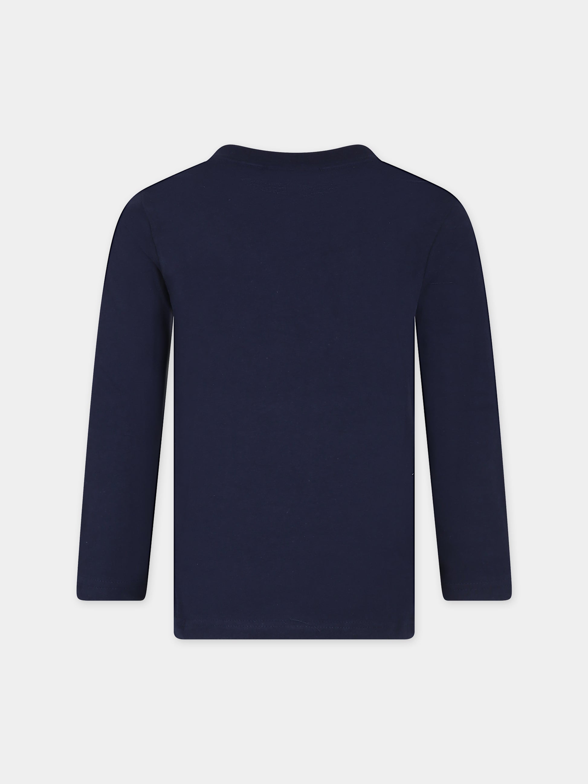 T-shirt blu per bambino con coccodrillo,Lacoste,TJ1123 166