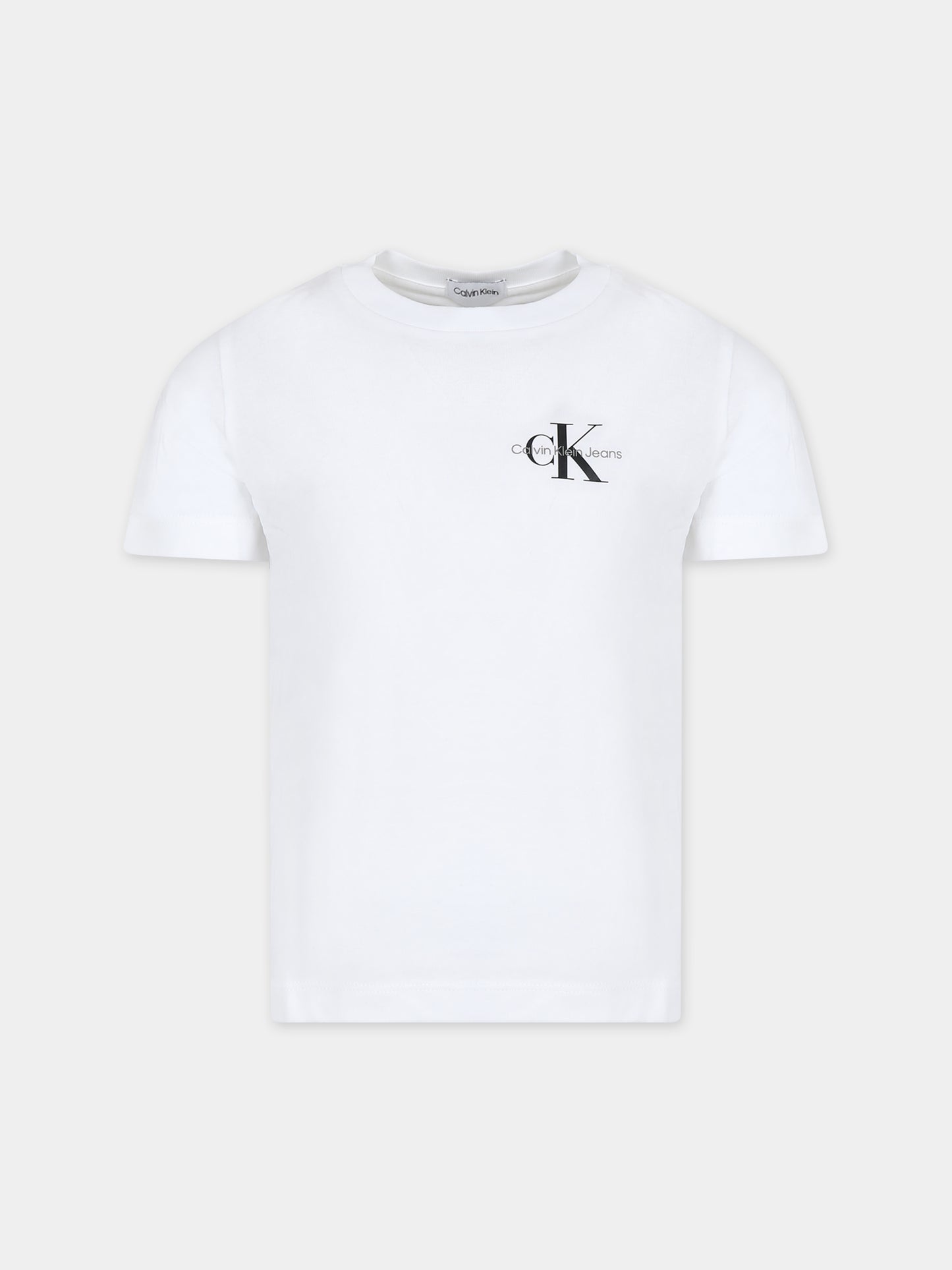 T-shirt bianca per bambino con logo,Calvin Klein Kids,24SMCKIB0IB01231 YAF