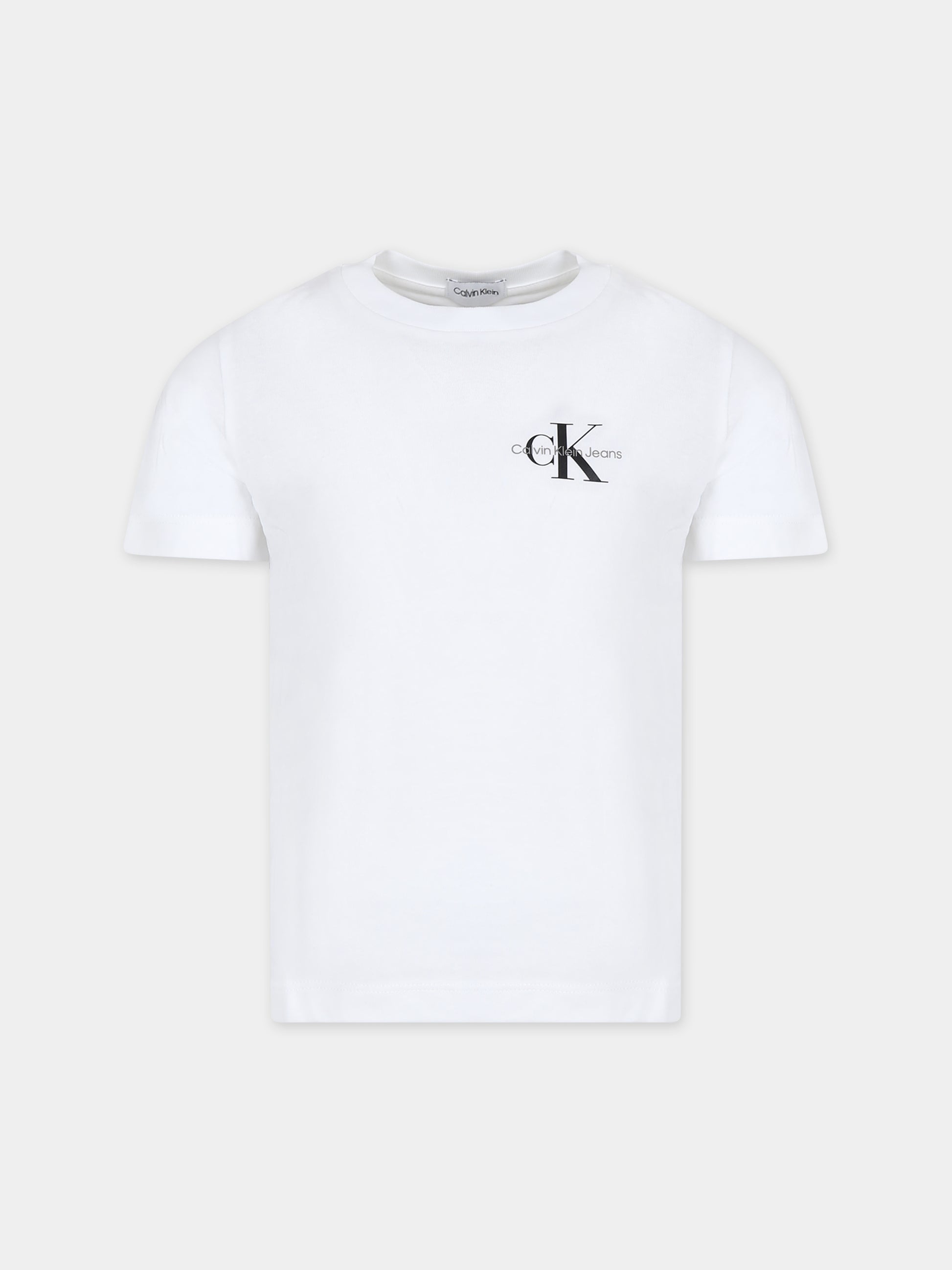 T-shirt bianca per bambino con logo,Calvin Klein Kids,24SMCKIB0IB01231 YAF
