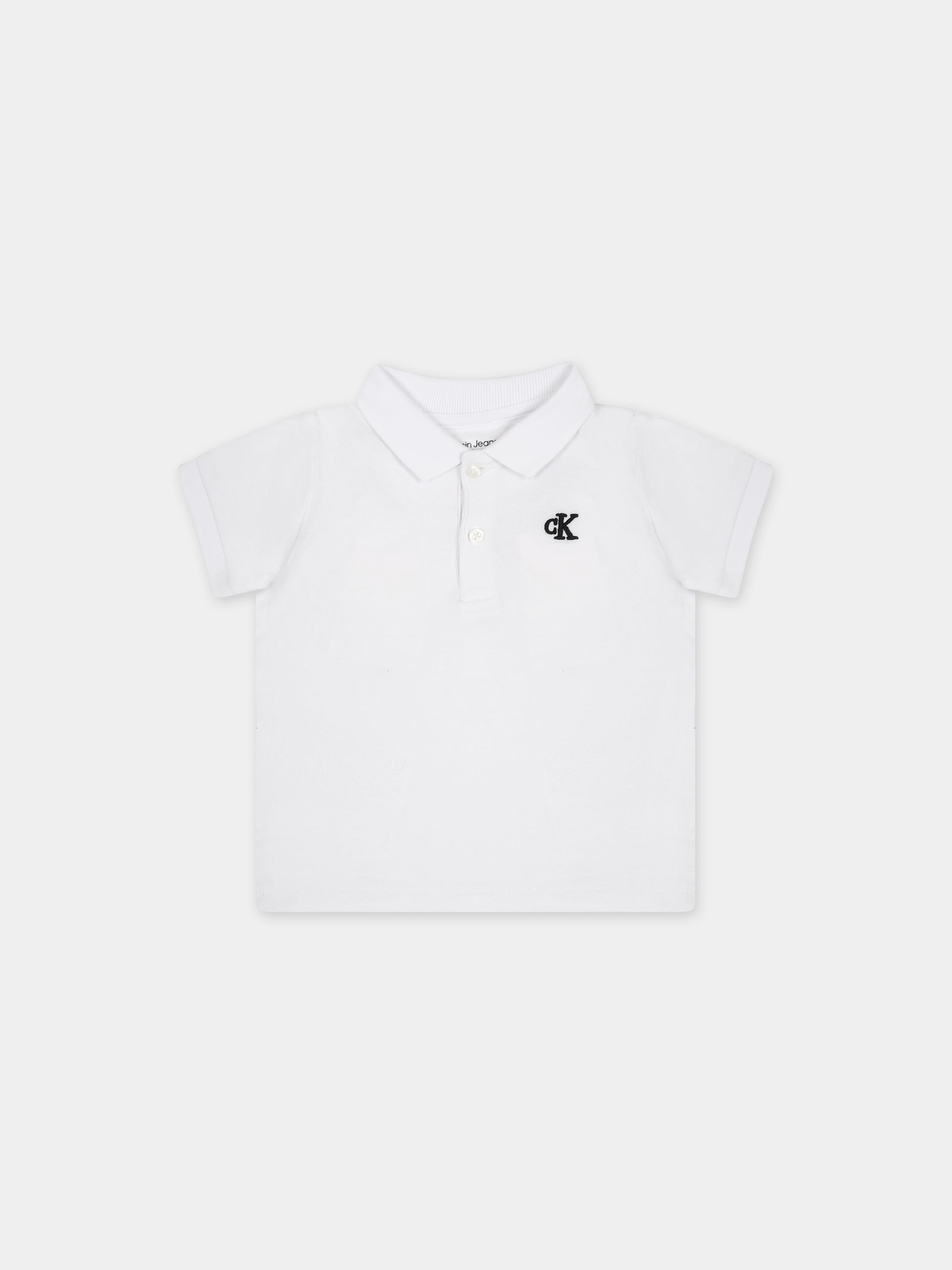 Polo bianca per neonato con logo,Calvin Klein Kids,24SMCKIN0IN00170 YAF