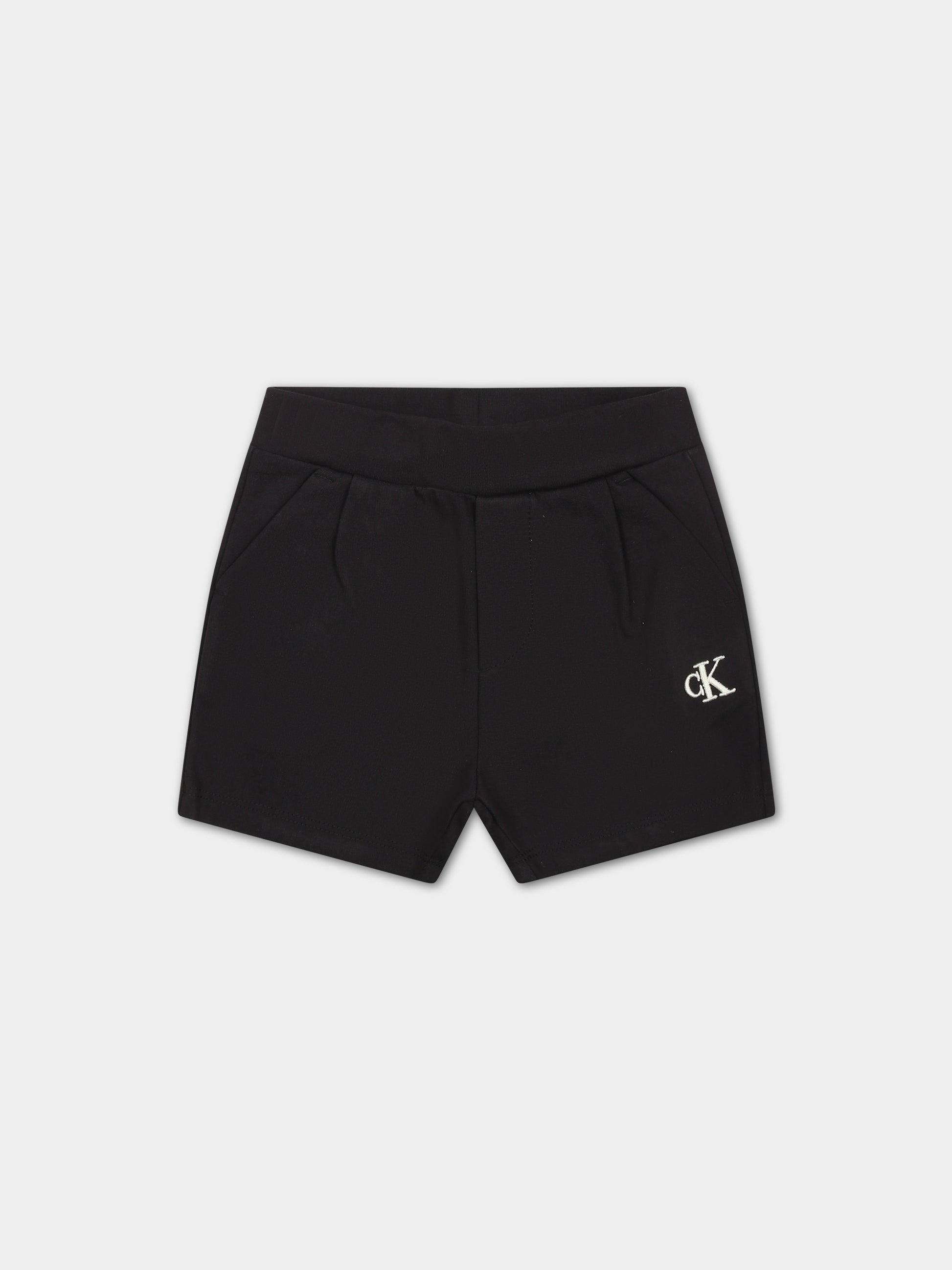 Shorts sportivo nero per neonato con logo,Calvin Klein Kids,24SMCKIN0IN00174 BEH