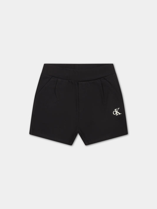 Shorts sportivo nero per neonato con logo,Calvin Klein Kids,24SMCKIN0IN00174 BEH
