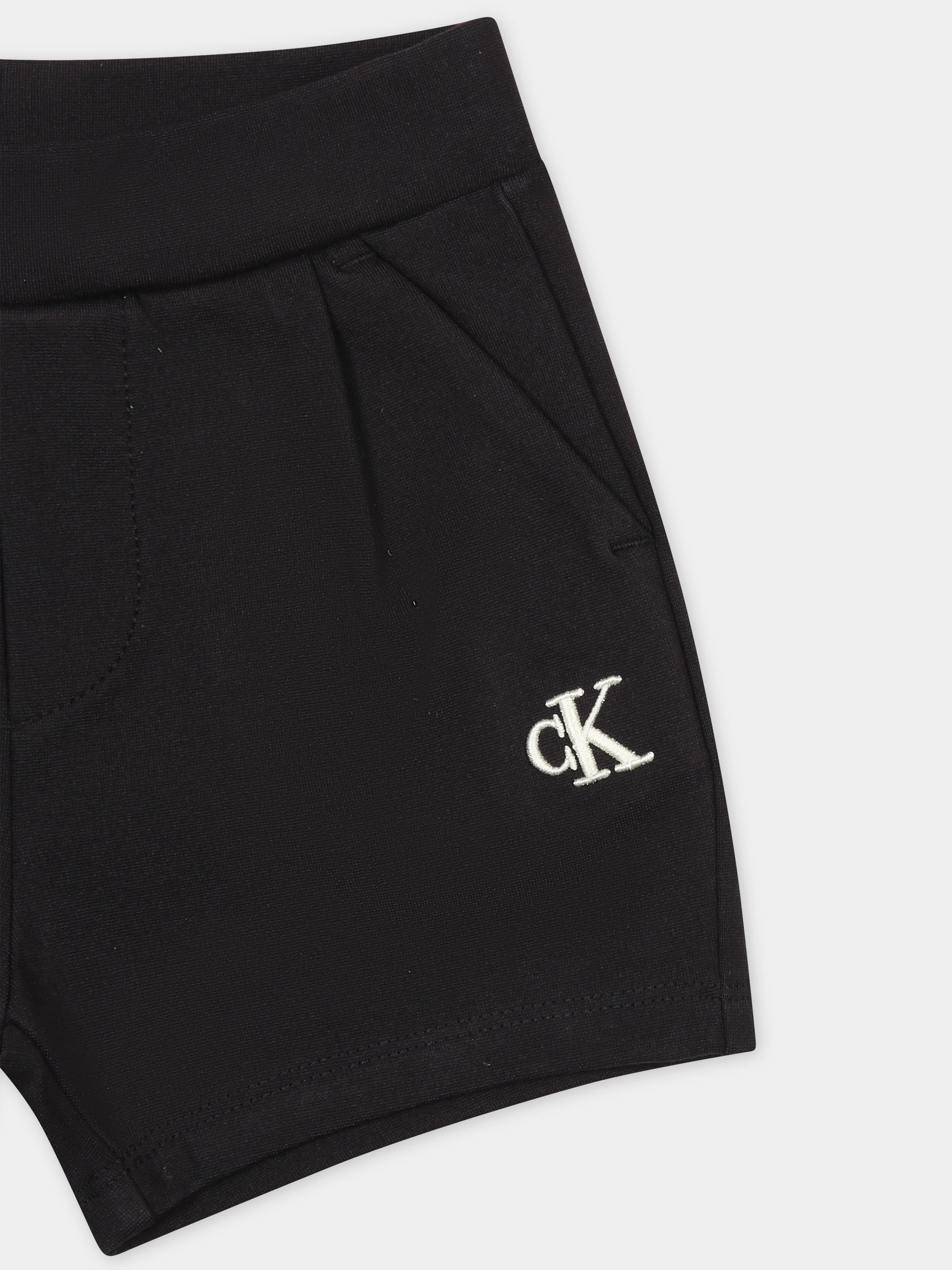 Shorts sportivo nero per neonato con logo,Calvin Klein Kids,24SMCKIN0IN00174 BEH