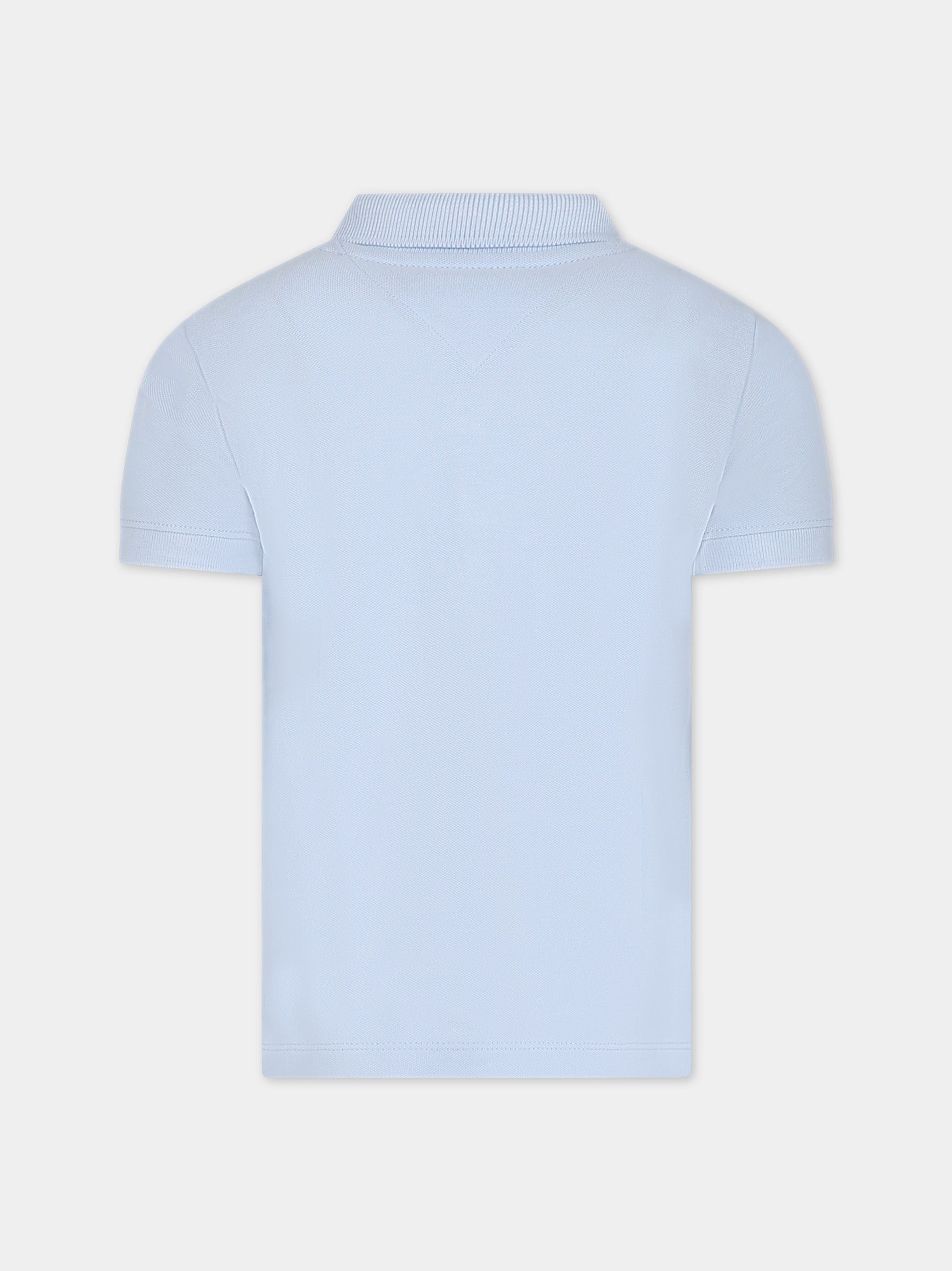 Polo celeste per bambino con logo,Tommy Hilfiger Junior,24SMTHKB0KB09103 C1O