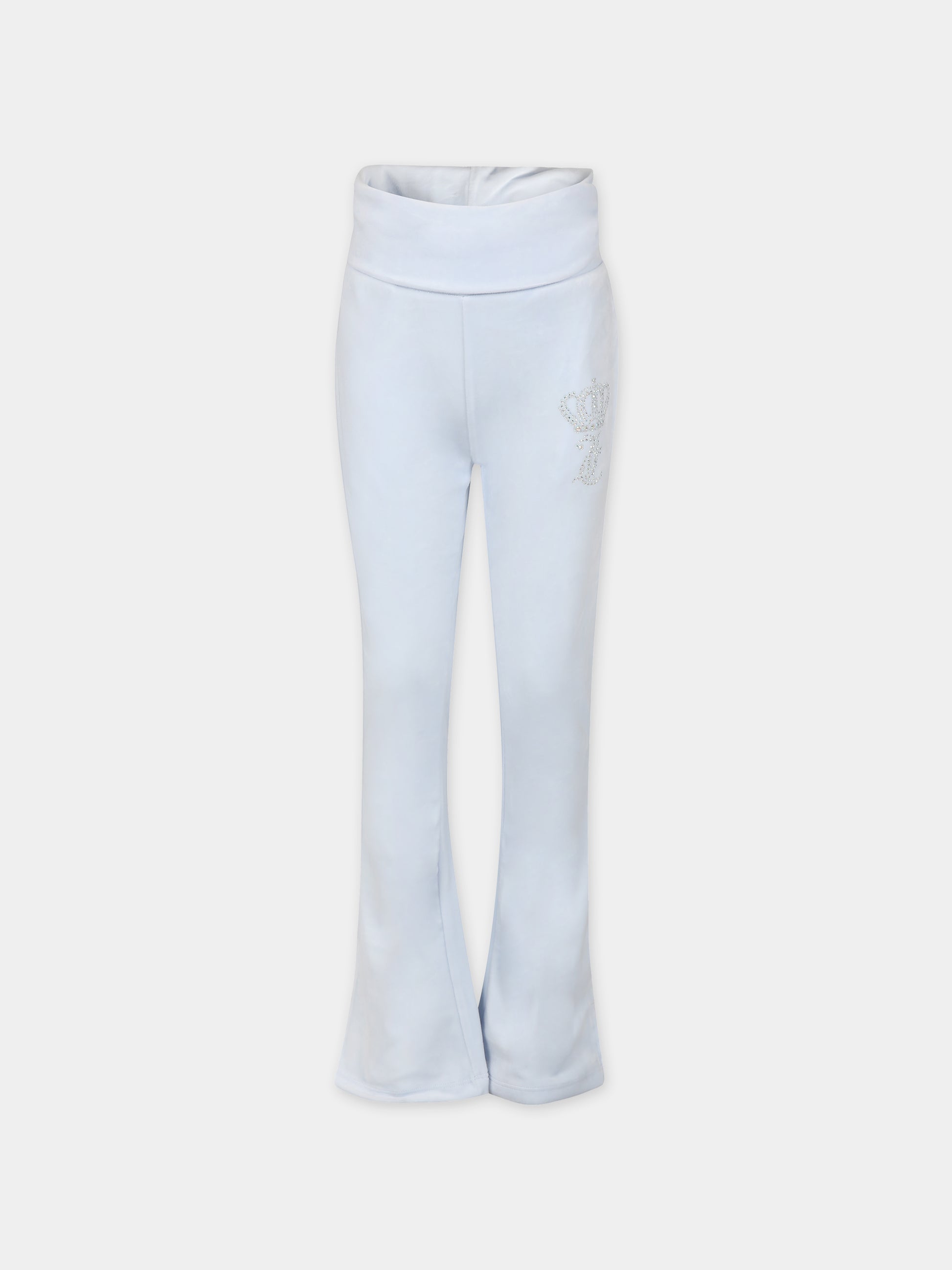 Pantaloni celesti per bambina con logo,Juicy Couture,24SMJCJBX6367 E44