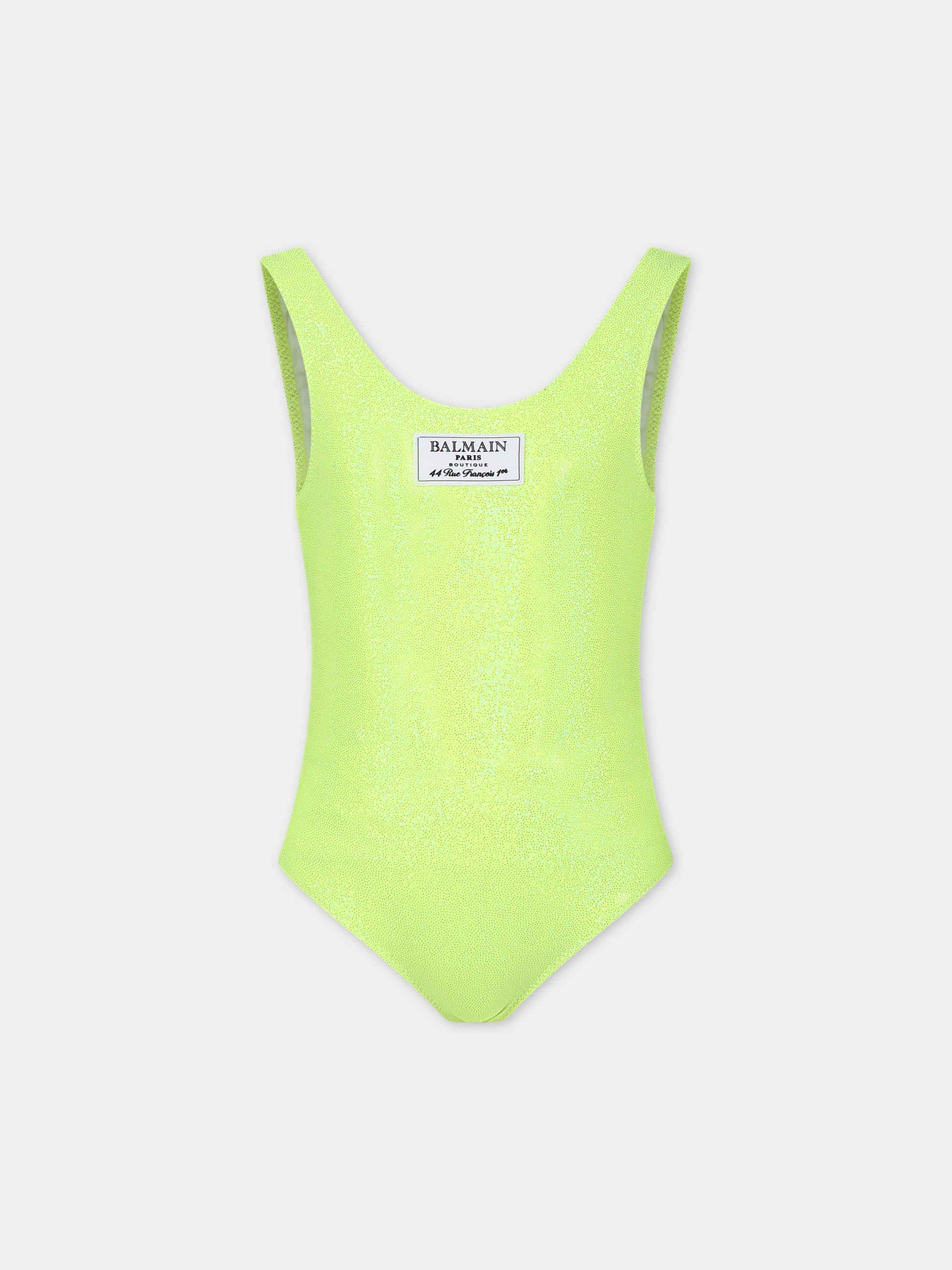Costume intero giallo per bambina,Balmain Kids,BUCA3D J0417 290