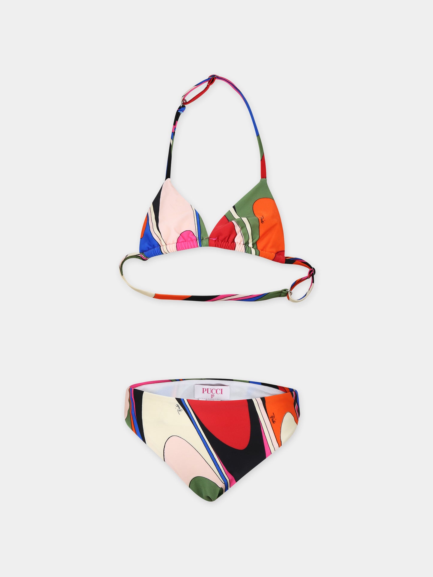 Bikini multicolor per bambina con stampa e logo,Emilio Pucci Junior,PUCB09 J0412 999
