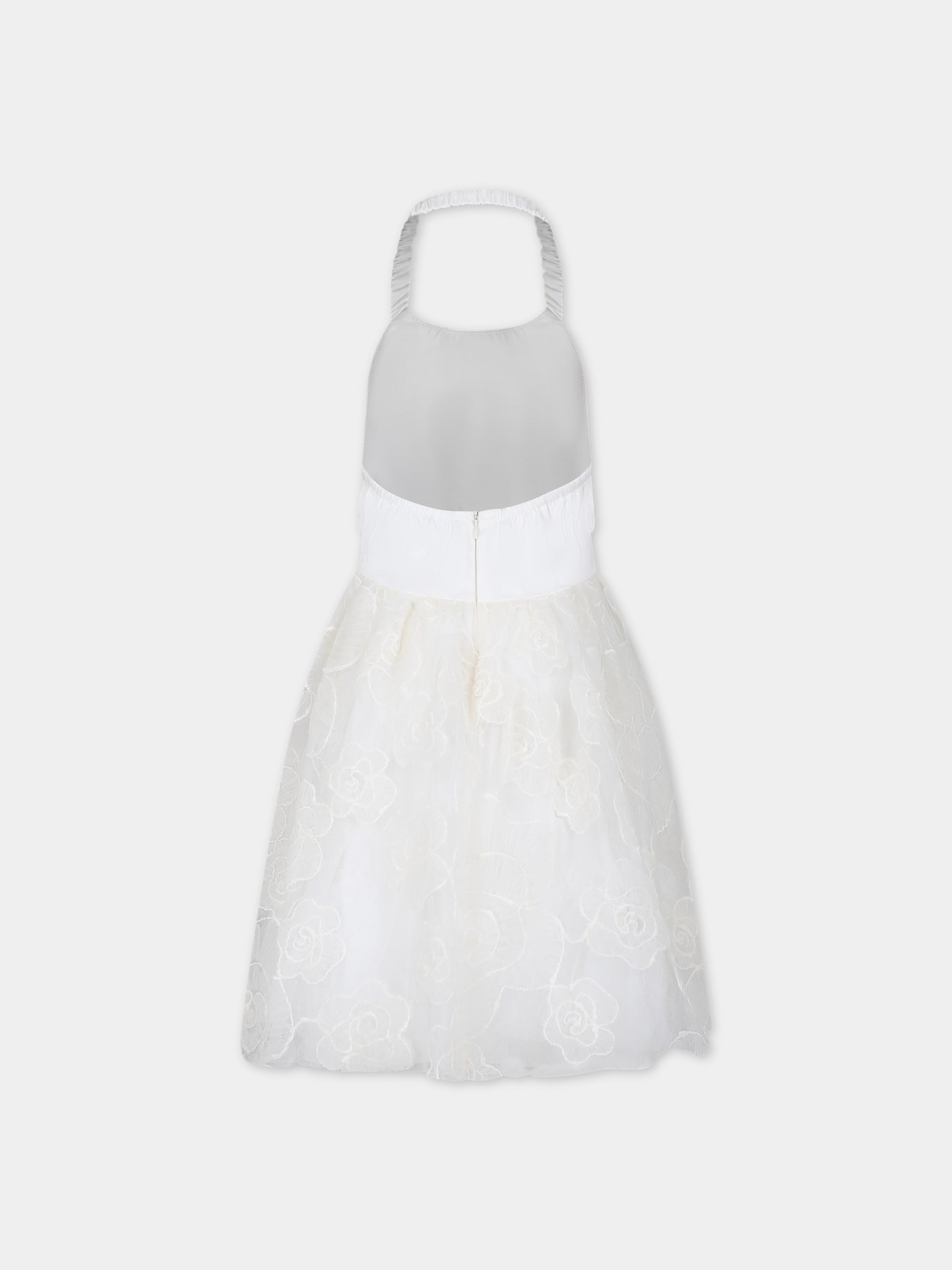 Vestito avorio per bambina con fiori,Simonetta,SU1D02 S0177 104