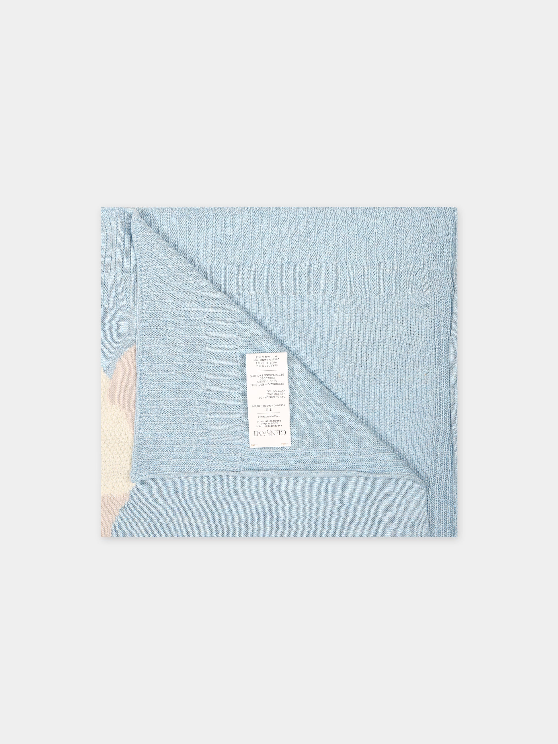 Coperta celeste per neonato con logo,Gensami,COP01 B ALP BLUE SKY