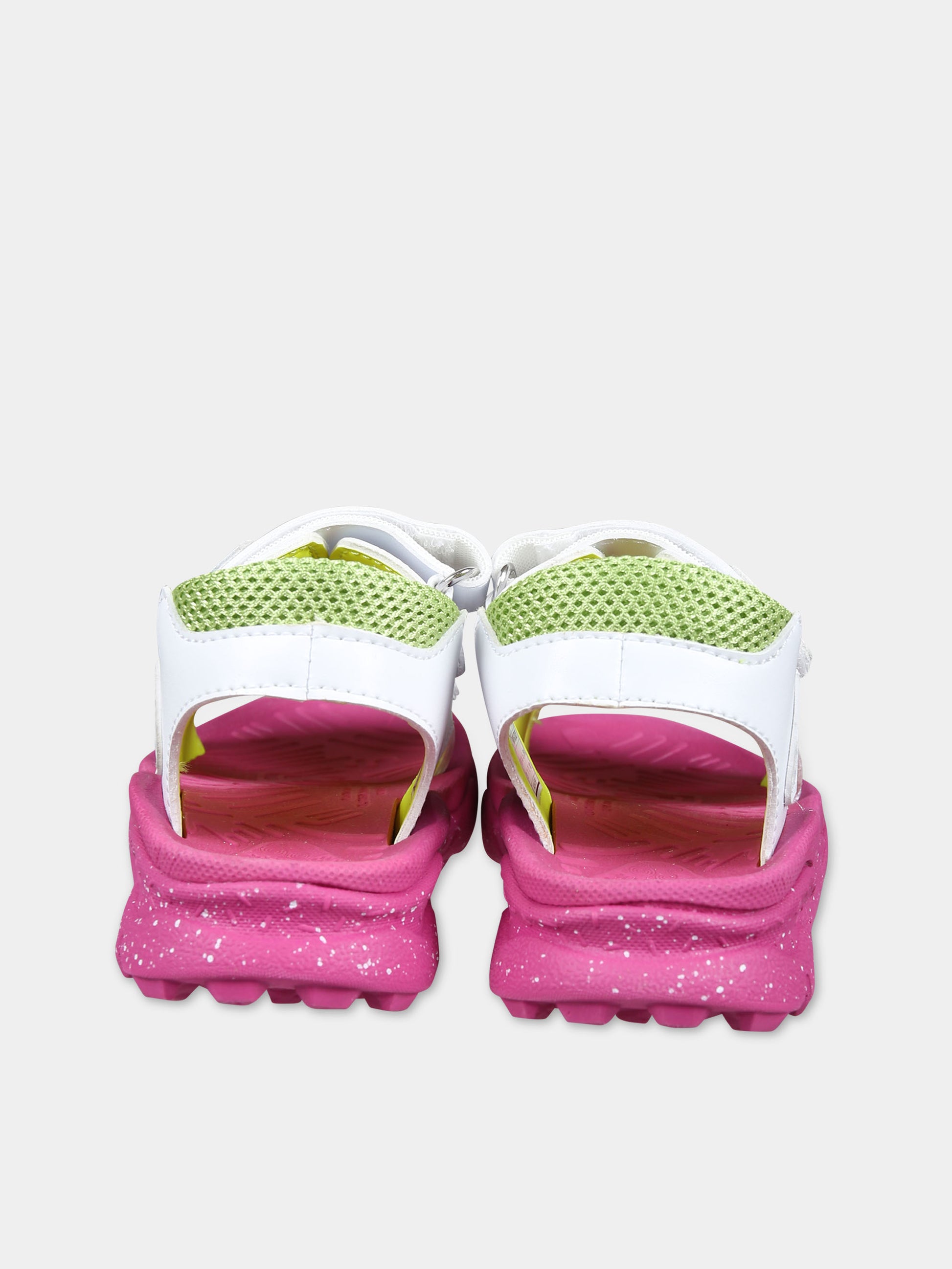 Sandali Gaho bianchi per bambina con logo,Flower Mountain,1N17 001 0502902 06