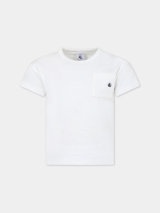 T-shirt bianca per bambini,Petit Bateau,A0A10 02 MARSHMALLOW