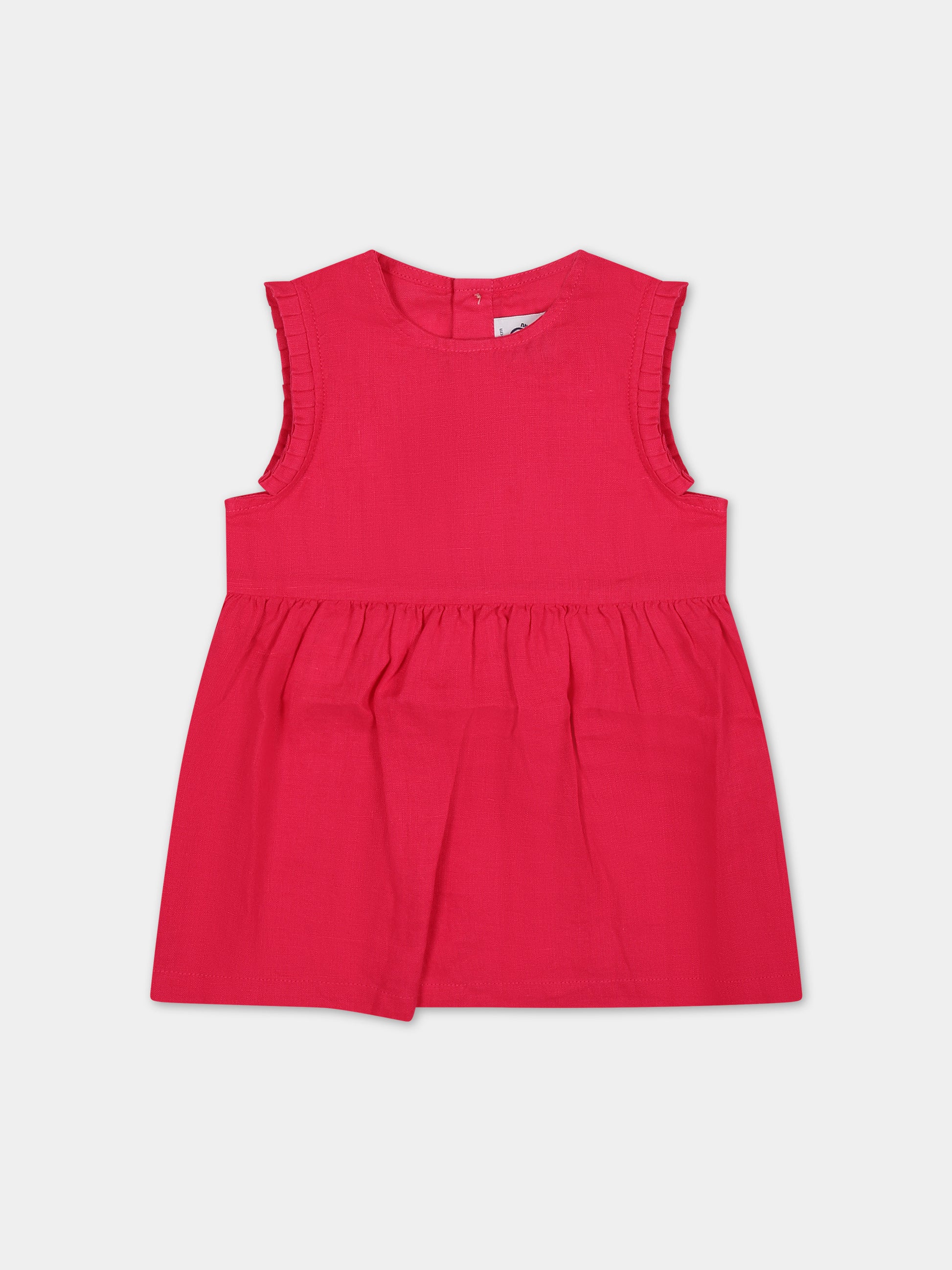 Vestito fucsia per neonata con rouches,Petit Bateau,A09N7 01 DELHI