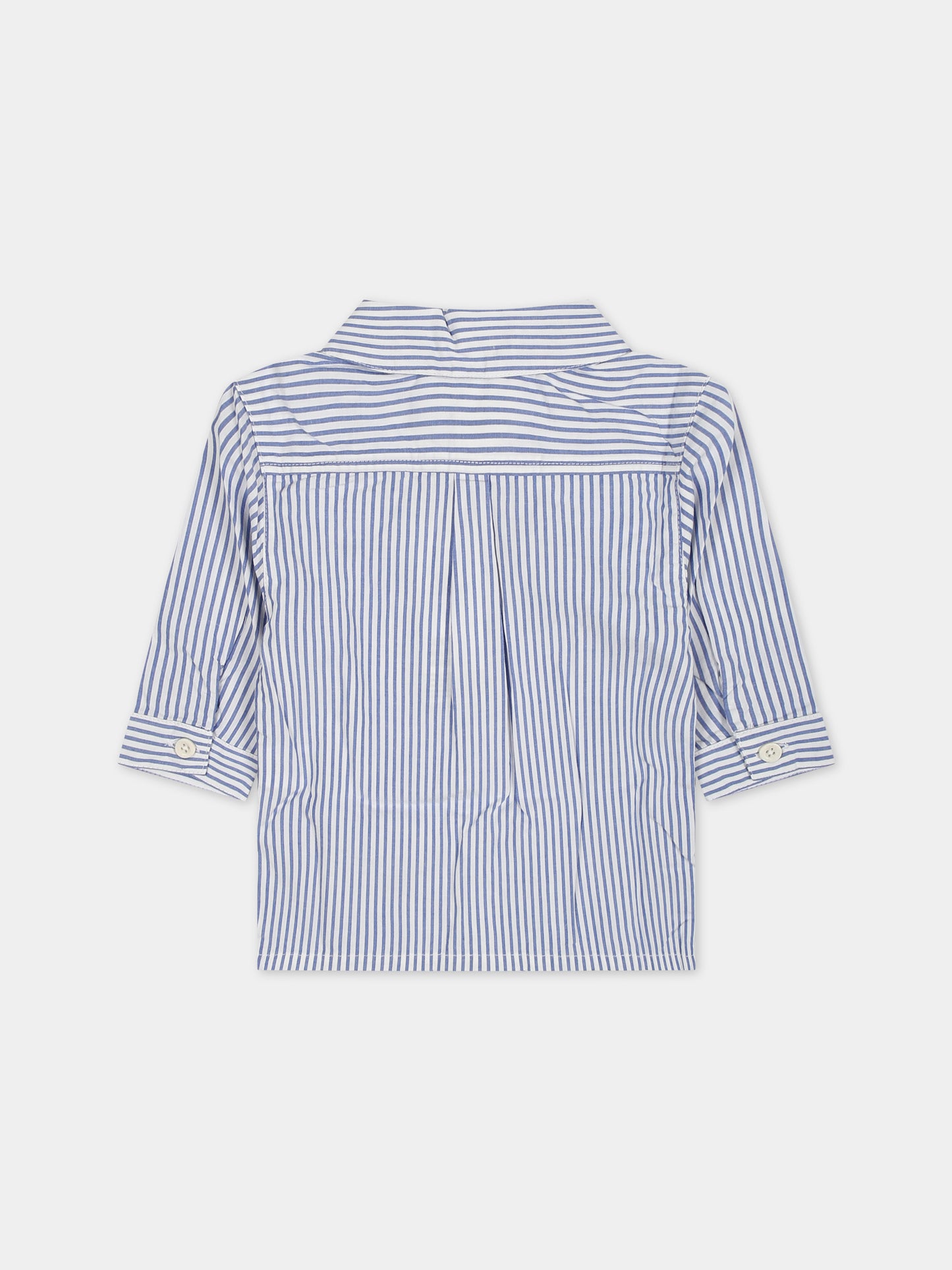 Camicia celeste per neonato con logo,Petit Bateau,A0ACE 01 GAULOISE/MARSHMALLOW