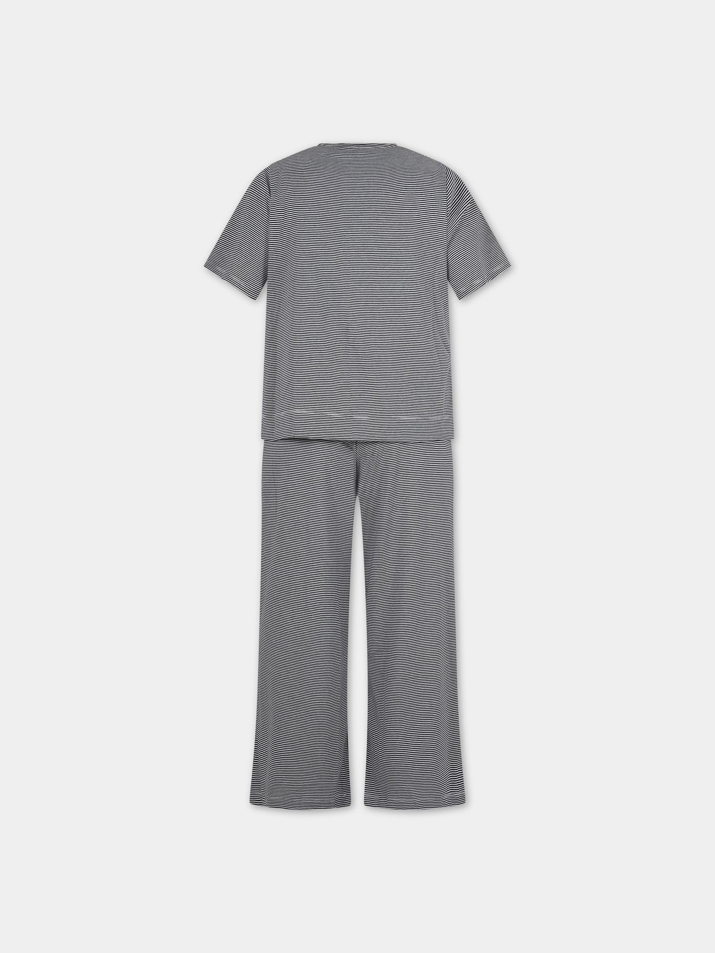 Pigiama blu per bambina con righe,Petit Bateau,A09U2 02 SMOKING/MARSHMALLOW