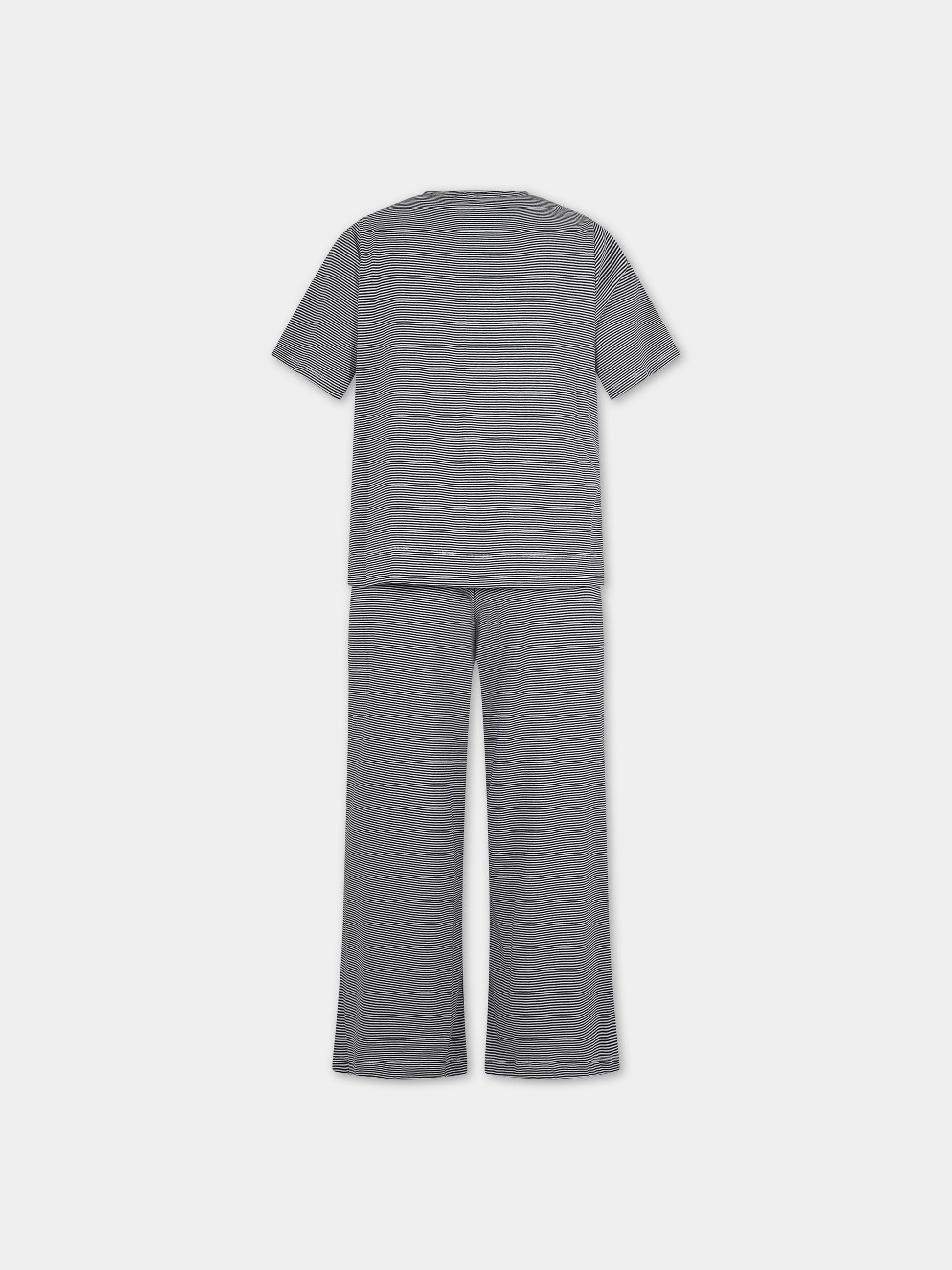 Pigiama blu per bambina con righe,Petit Bateau,A09U2 02 SMOKING/MARSHMALLOW