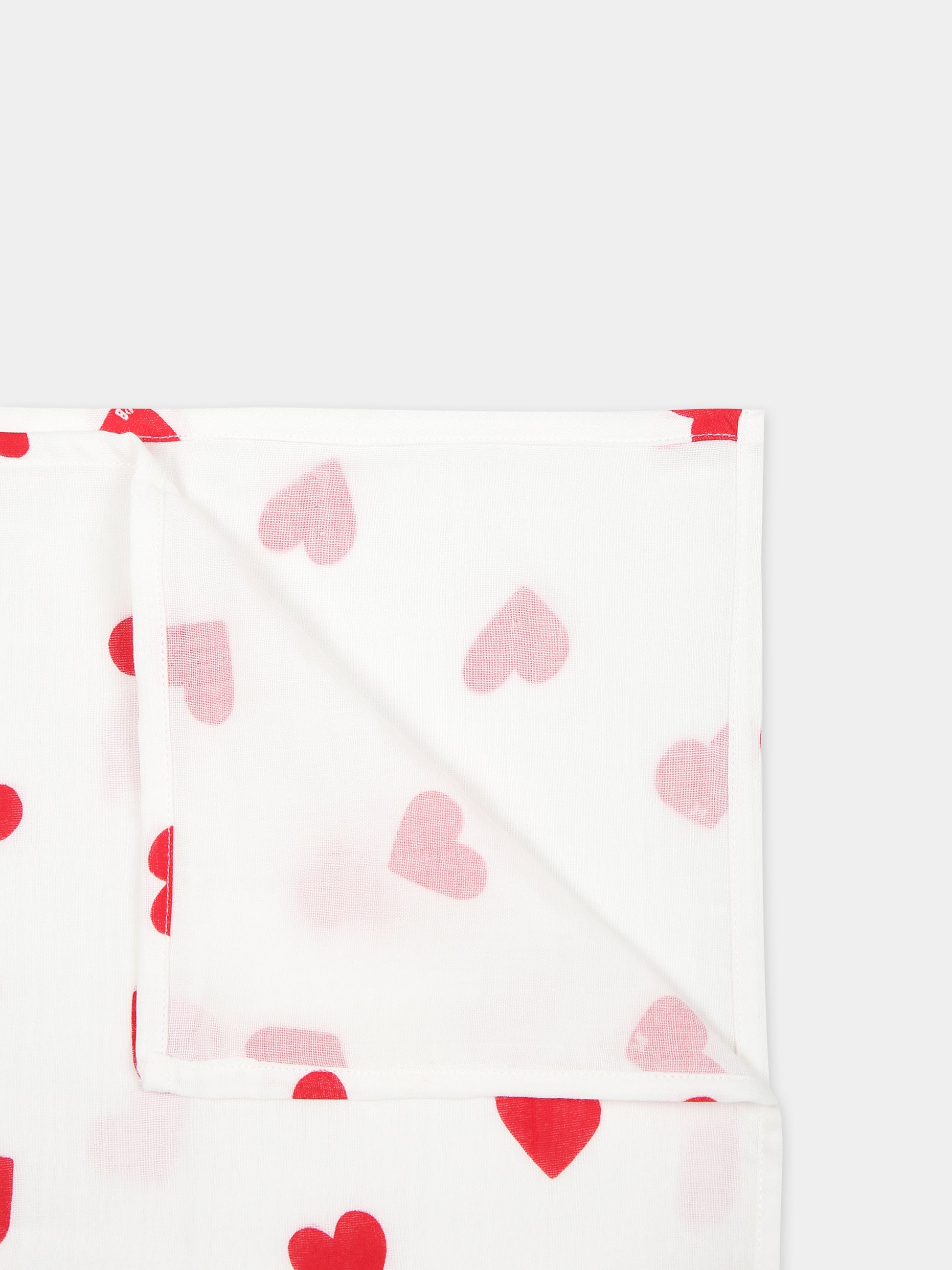 Coperta bianca per neonata con cuori,Petit Bateau,A09Z3 01 MARSHMALLOW/TERKUIT