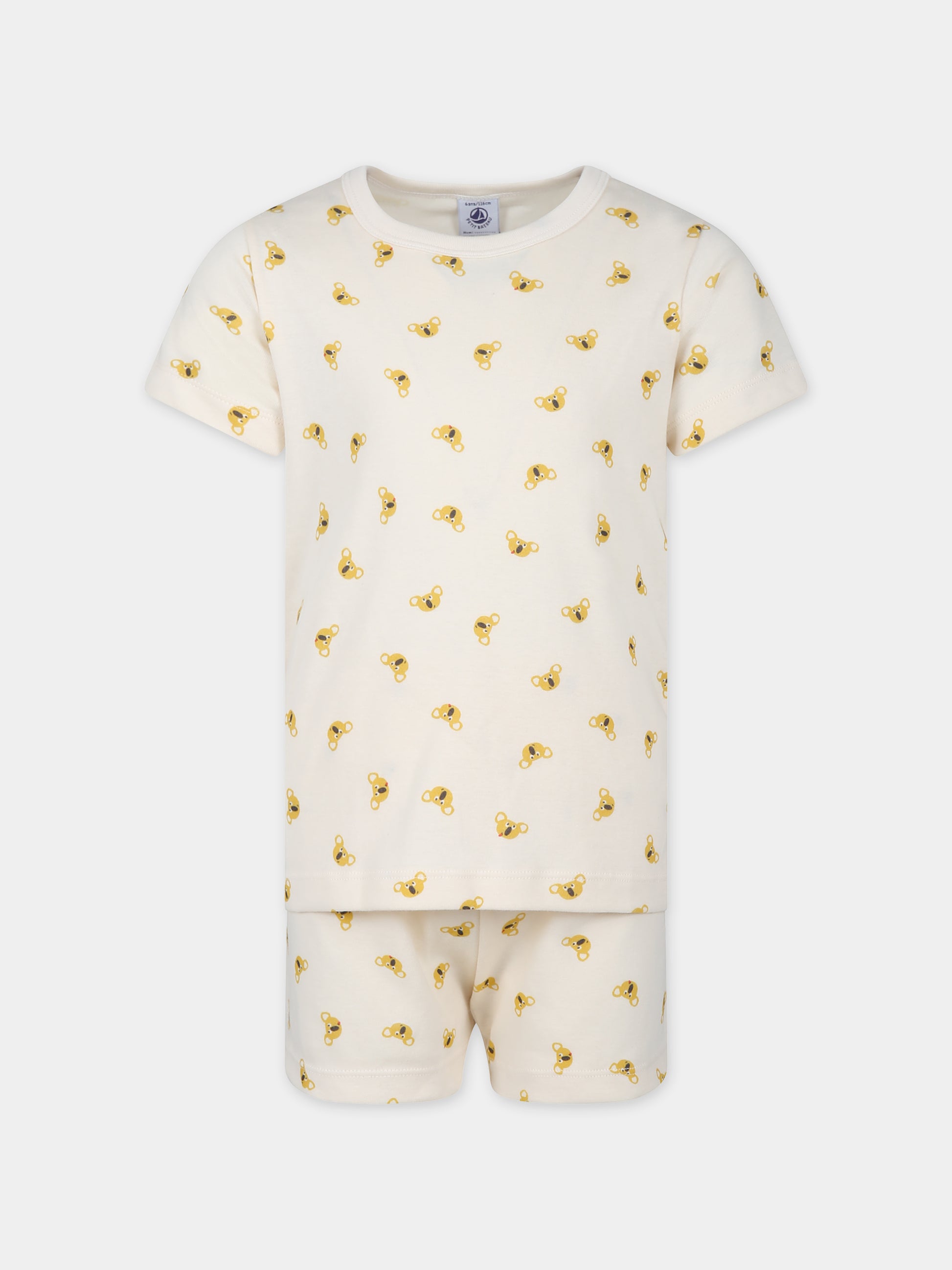 Pigiama avorio per bambino con koala,Petit Bateau,A09LL 01 AVALANCHE/MULTICO