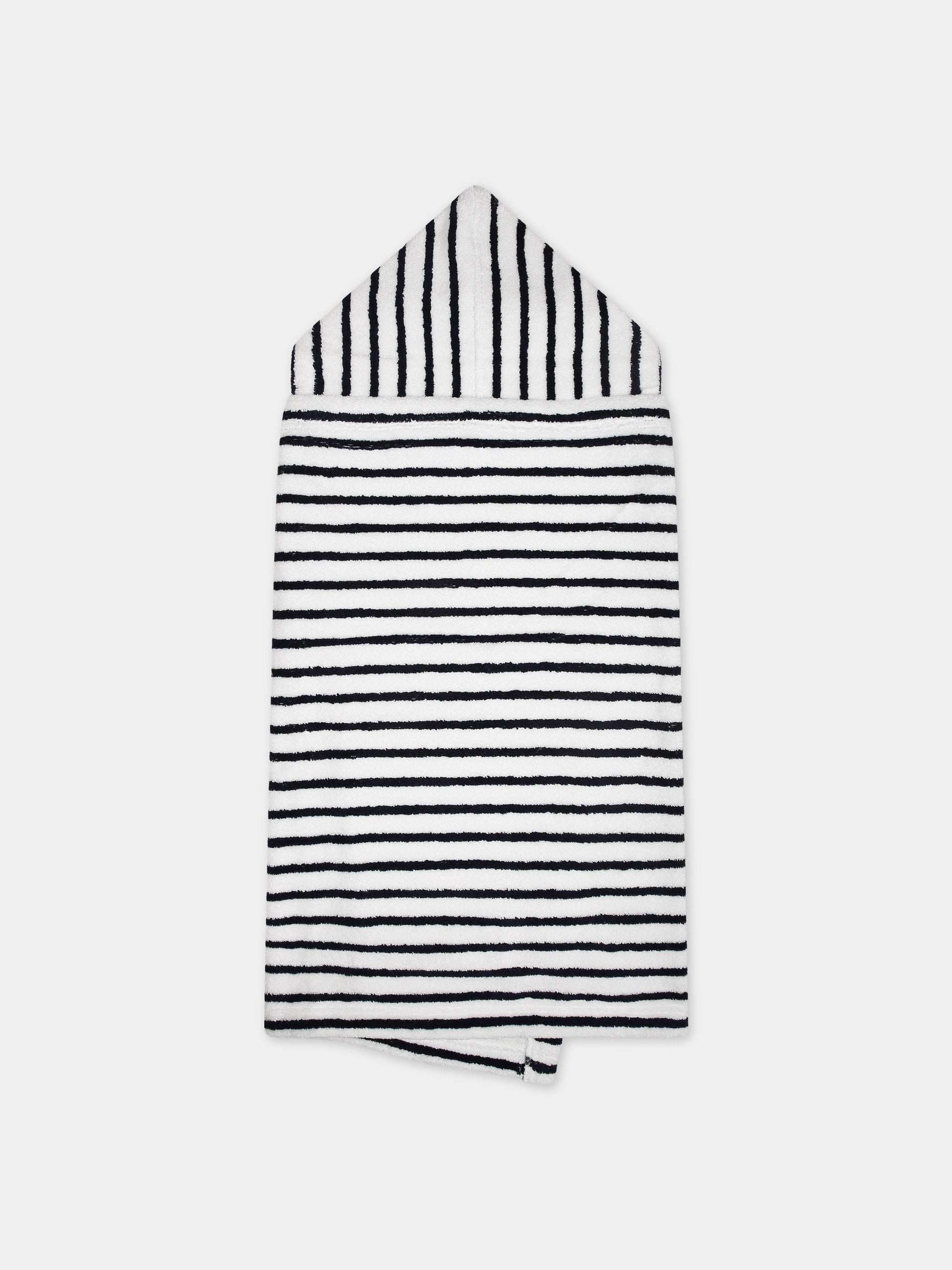 Accappatoio blu per neonato con righe,Petit Bateau,A08AT 86 LAIT/MEDIEVAL