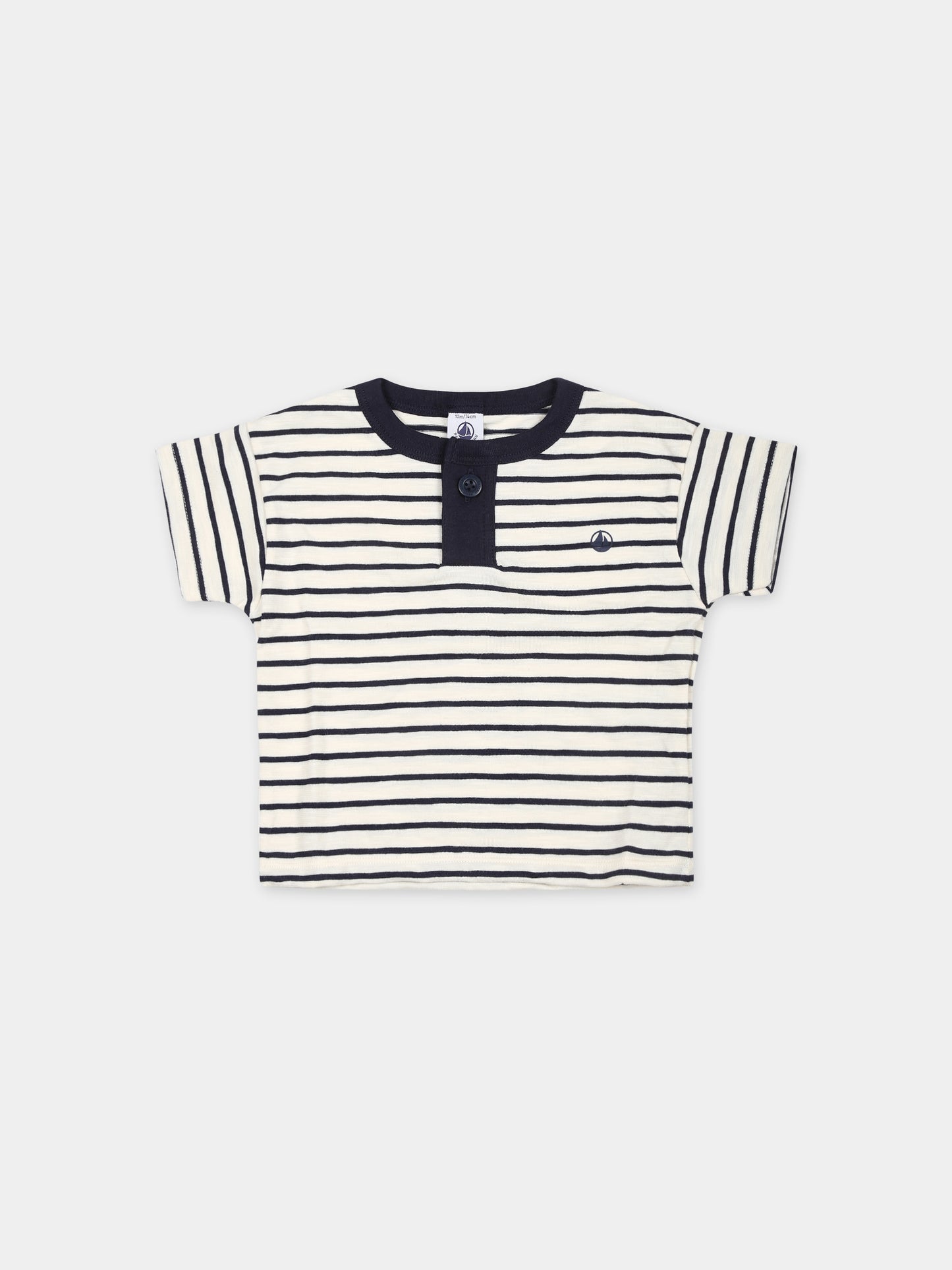 T-shirt avorio per neonato con logo,Petit Bateau,A09PY 01 AVALANCHE/SMOKING