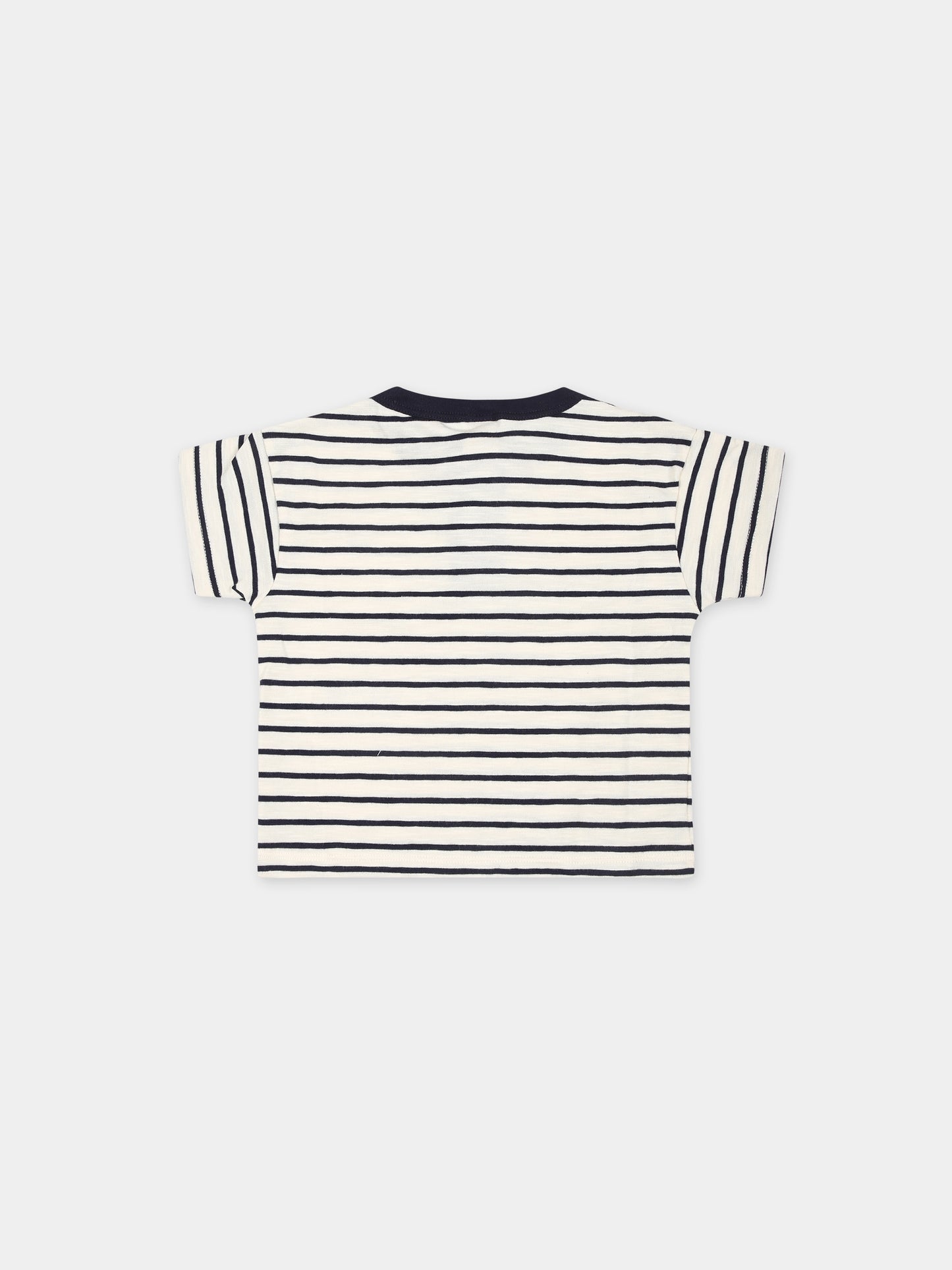 T-shirt avorio per neonato con logo,Petit Bateau,A09PY 01 AVALANCHE/SMOKING