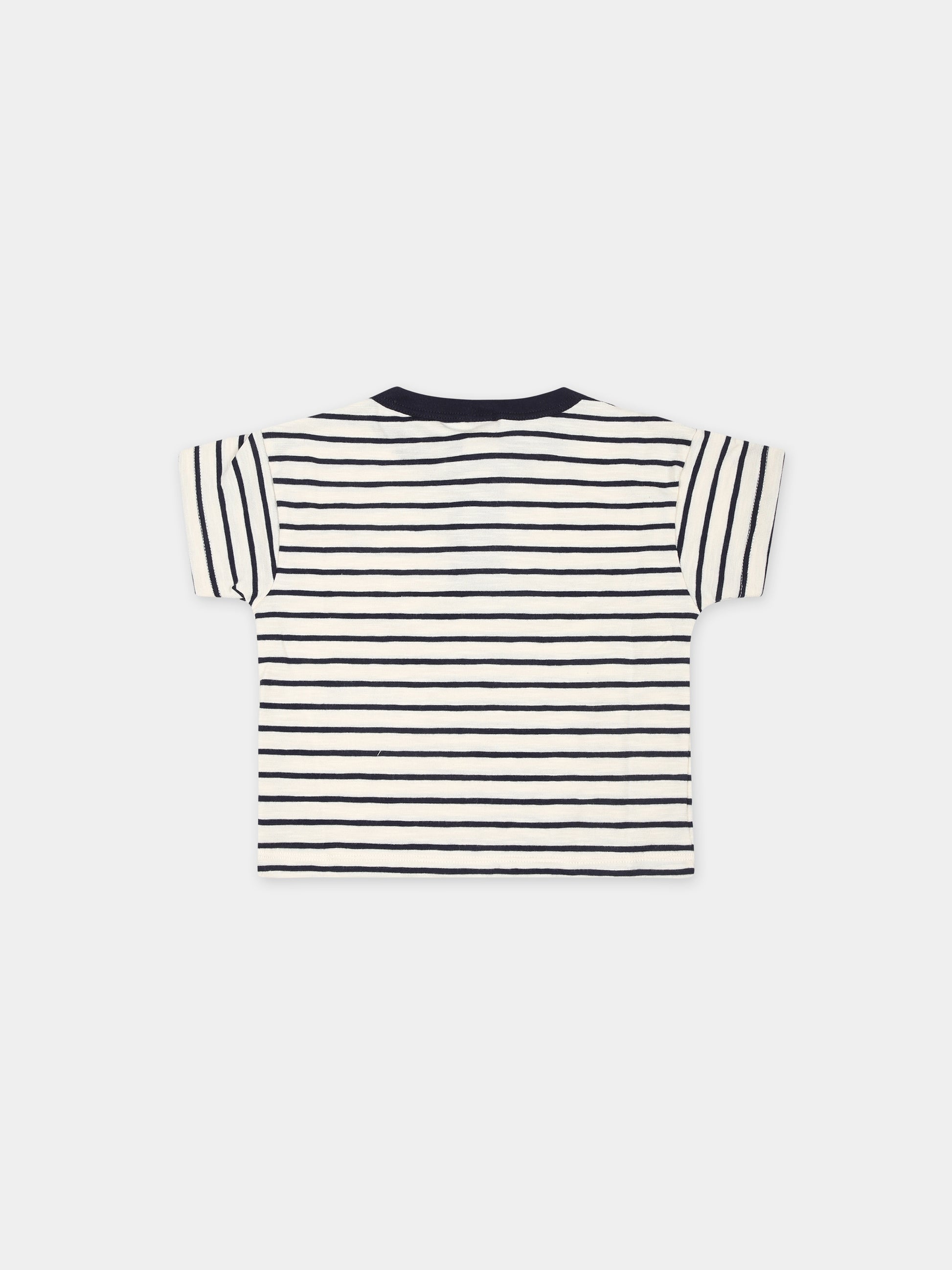 T-shirt avorio per neonato con logo,Petit Bateau,A09PY 01 AVALANCHE/SMOKING