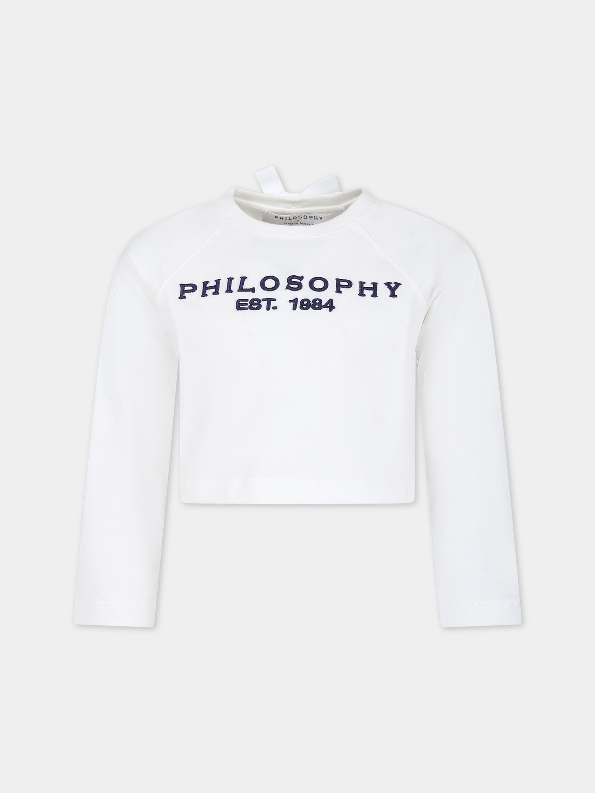 T-shirt bianca per bambina con logo,Philosophy,PFTS011 0 JF003 0053