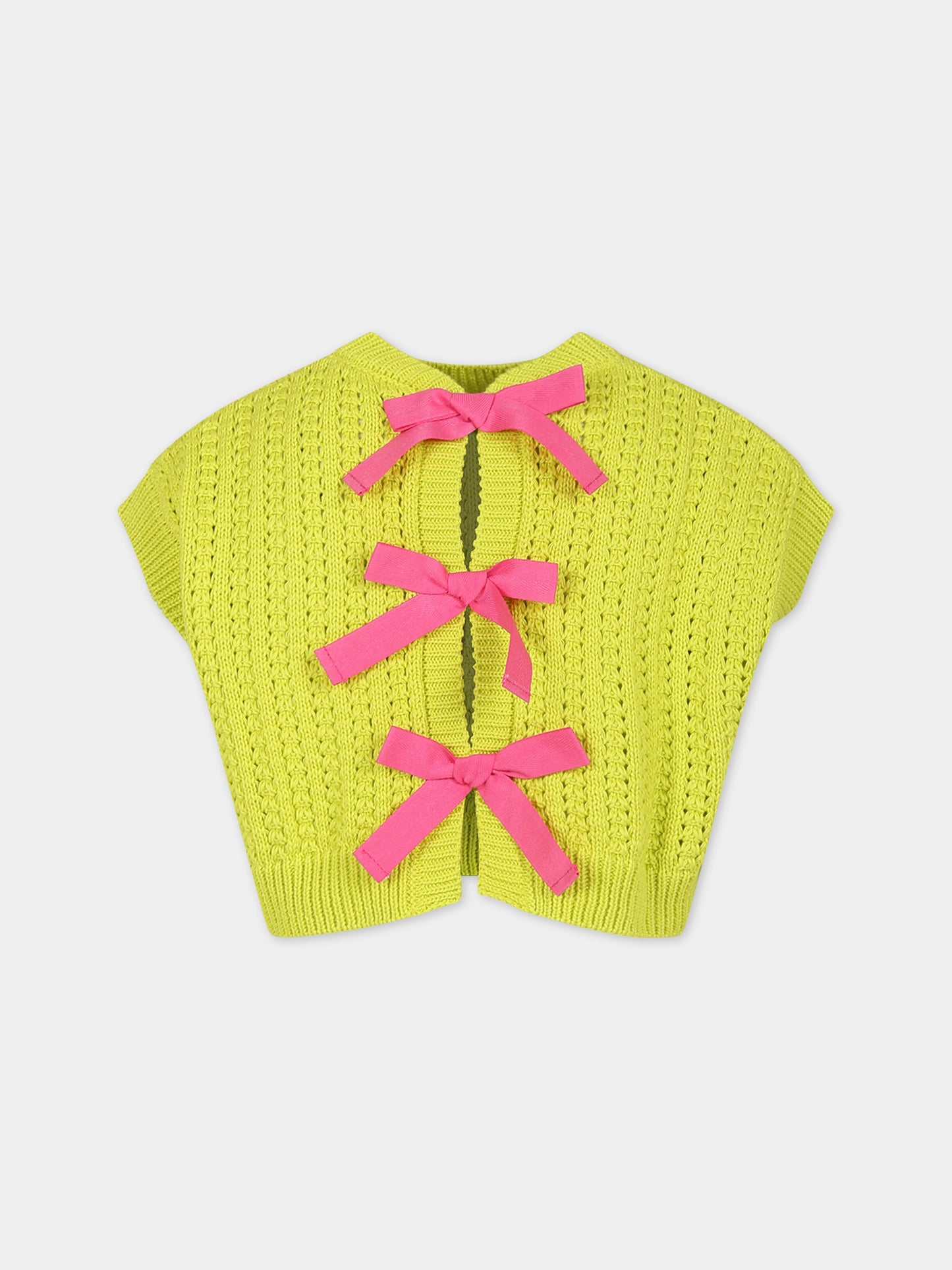 Maglia gilet gialla per bambina con logo,Philosophy,PFMA020 C FL001 1061