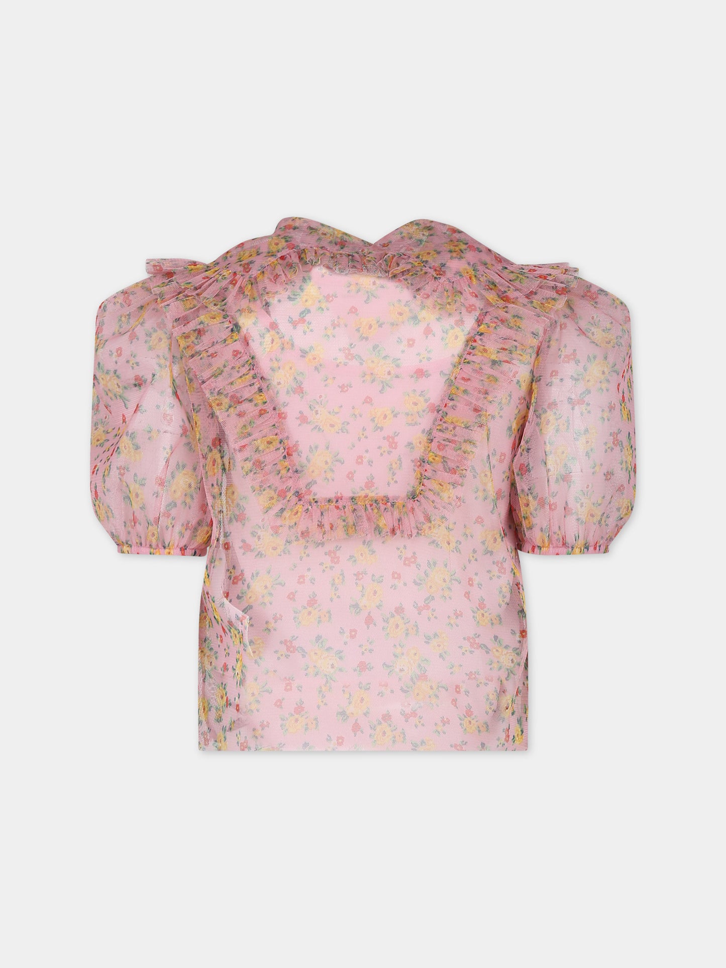 Camicia rosa per bambina con stampa fiori,Philosophy,PFCA023 0 TU089 D999